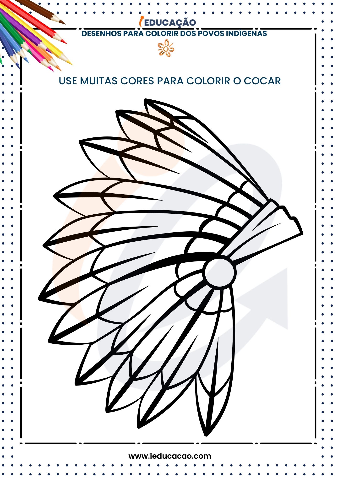 Desenhos de Colorir dos Povos Indígenas_ Cocar para colorir