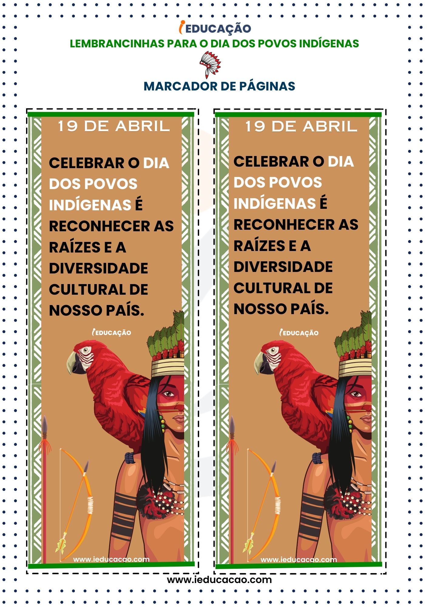 Lembrancinhas para o Dia do Índio - cartão do dia dos povos indígenas - marcador de páginas para imprimir.jpg