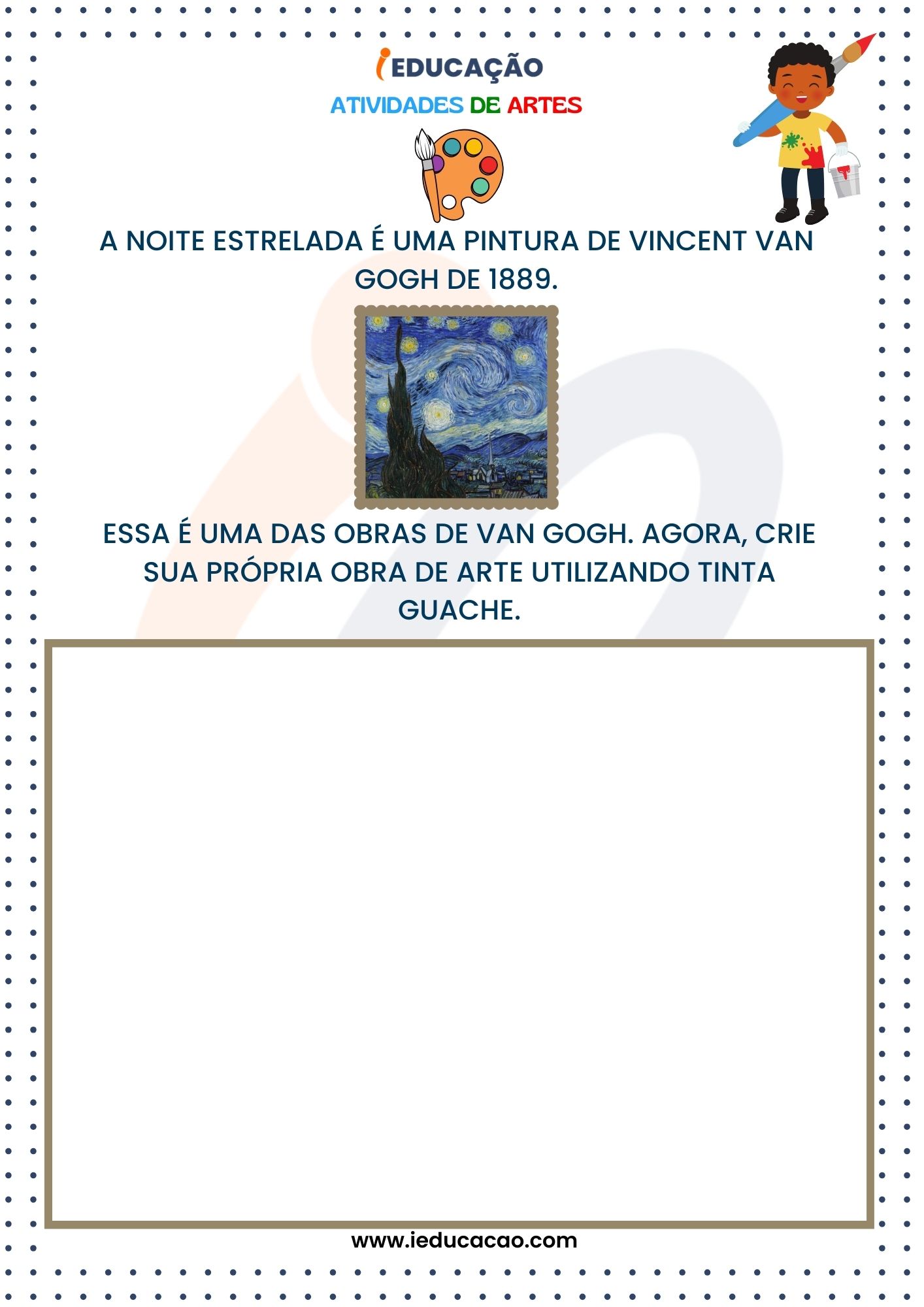 Atividades de Artes para Educação Infantil- Atividade de Artes de Van Gogh