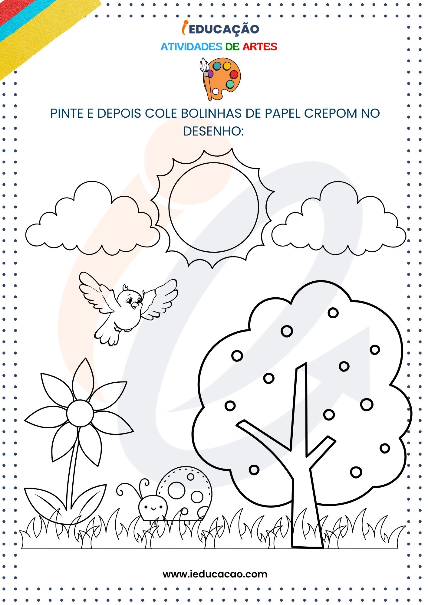 Atividades de Artes para Educação Infantil- Atividade de Colagem com Papel Crepom