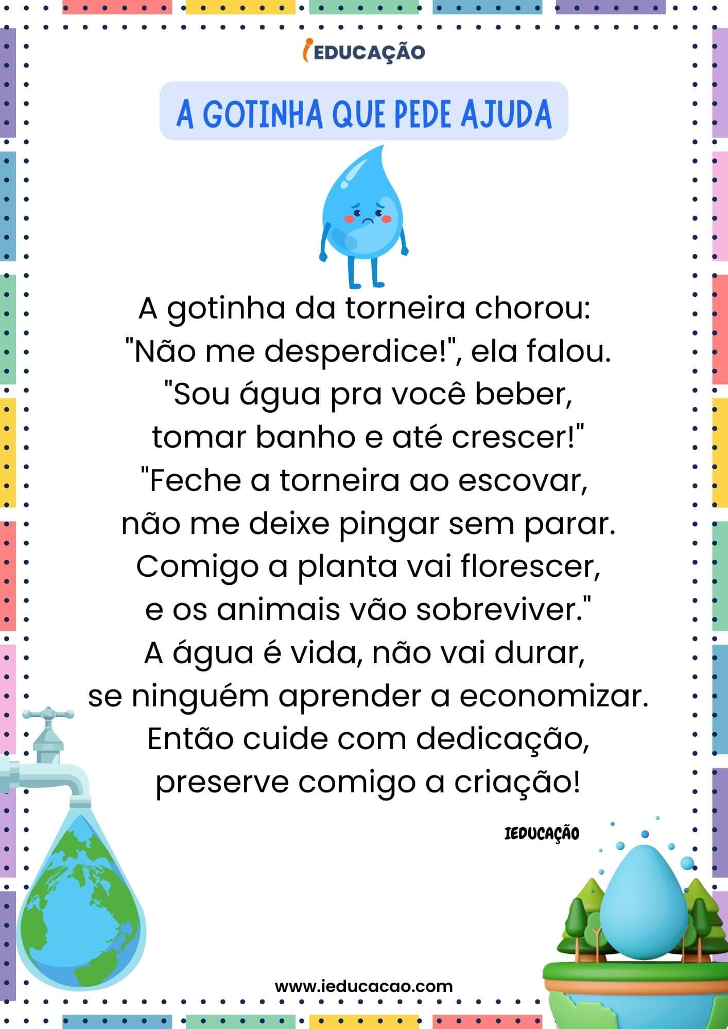 Atividades do Meio Ambiente 1º Ano para Imprimir - iEducação Atividades do Meio Ambiente 1º Ano - Textos Sobre o Meio Ambiente para o 1º Ano - Texto Sobre a Preservação da Água