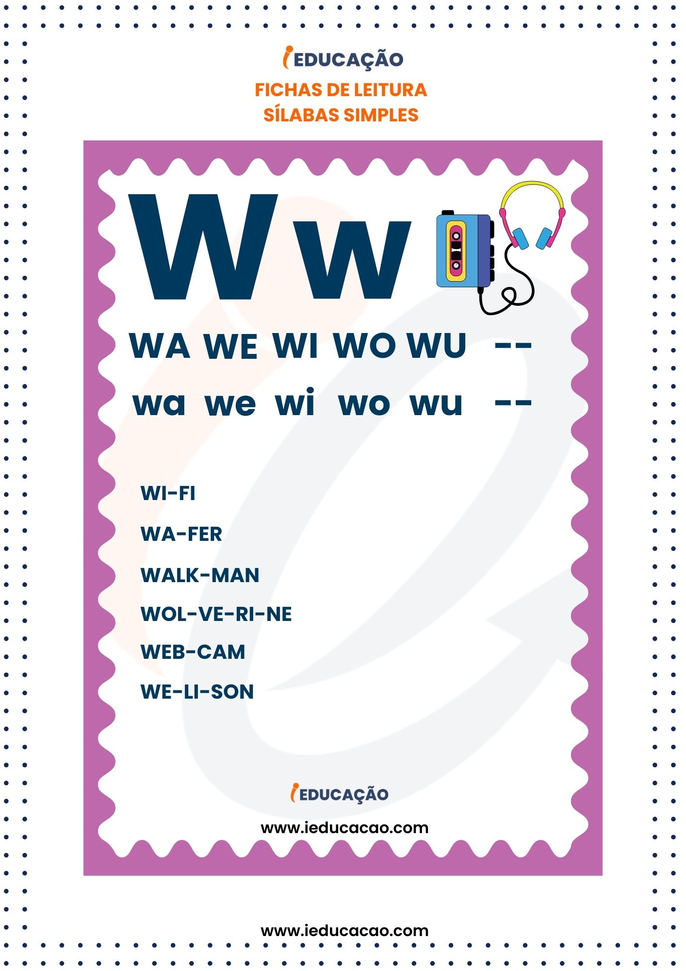 Fichas de Leitura Silabas Simples -silaba wa we wi wo
