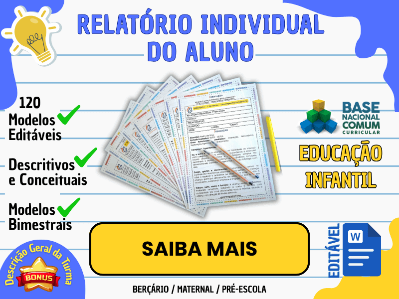 Relatório individual do aluno na educação infantil-mobile