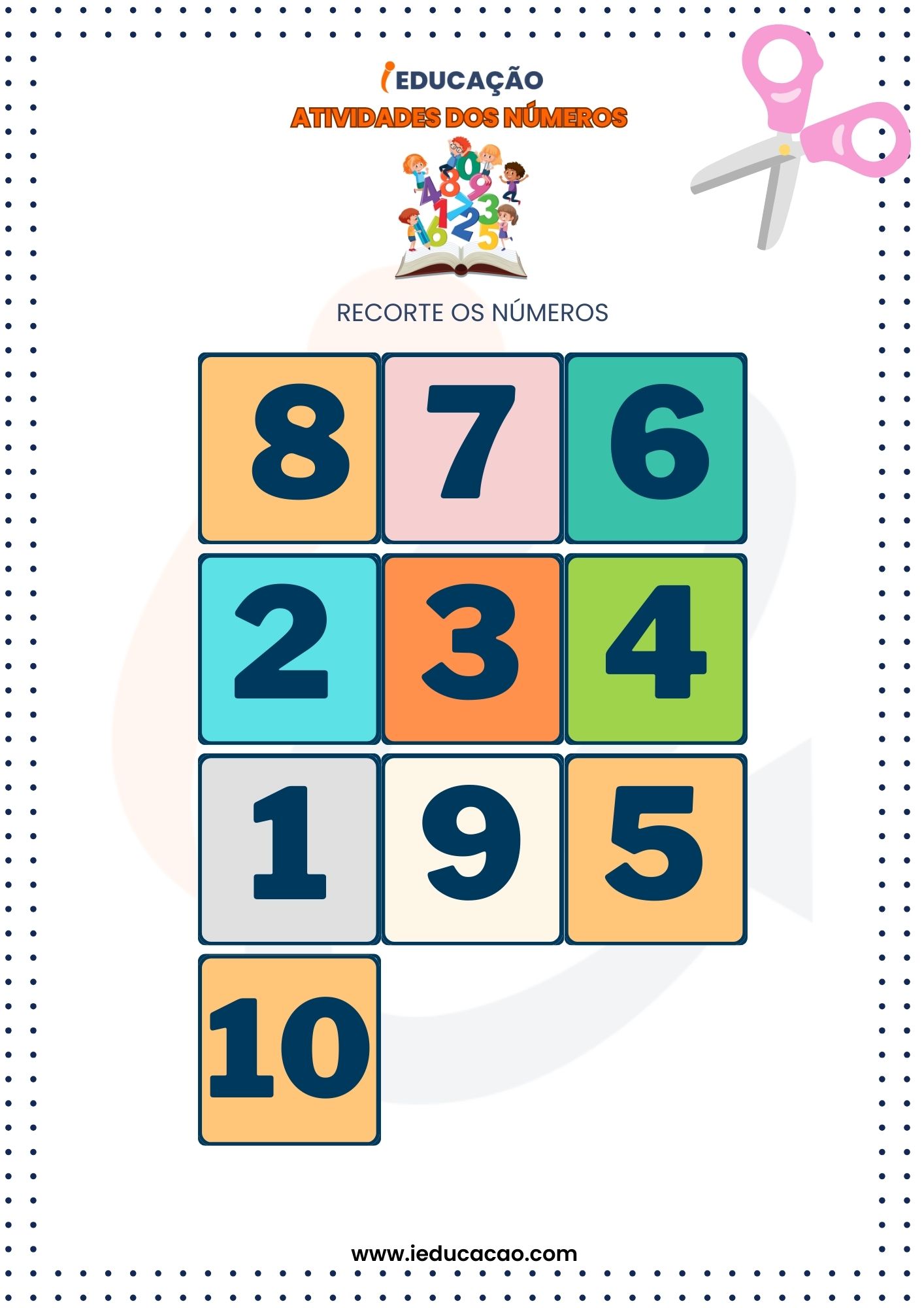 atividades sobre numerais para educação infantil_ Números para recortar