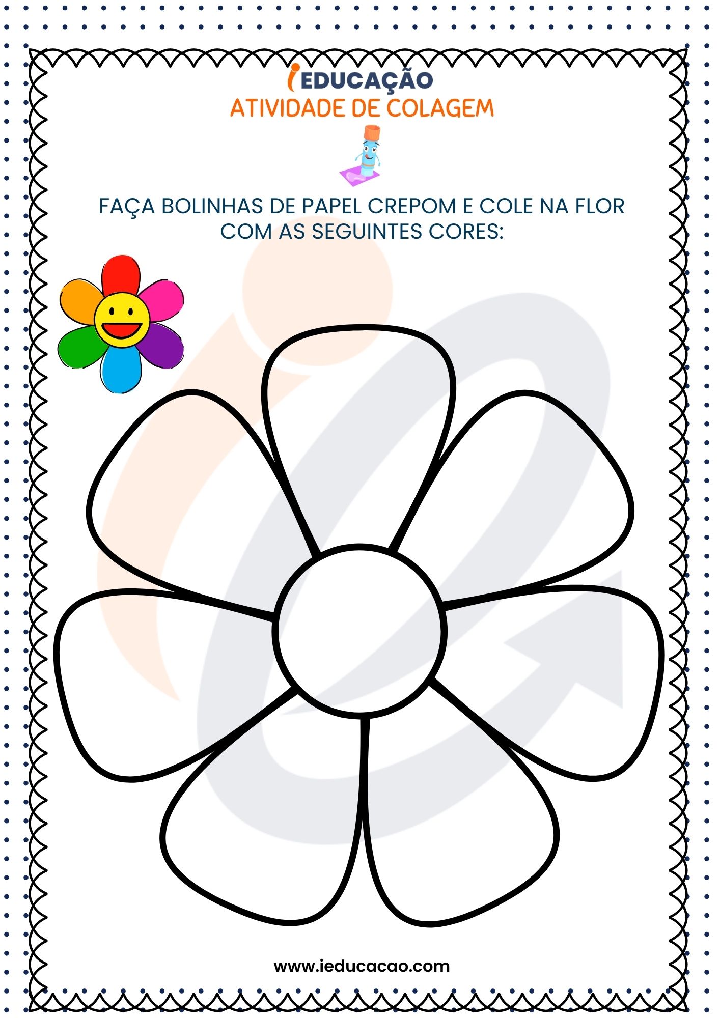 Atividade de Colagem para Educação Infantil com Flor- Desenhos para Colagem Educação Infantil