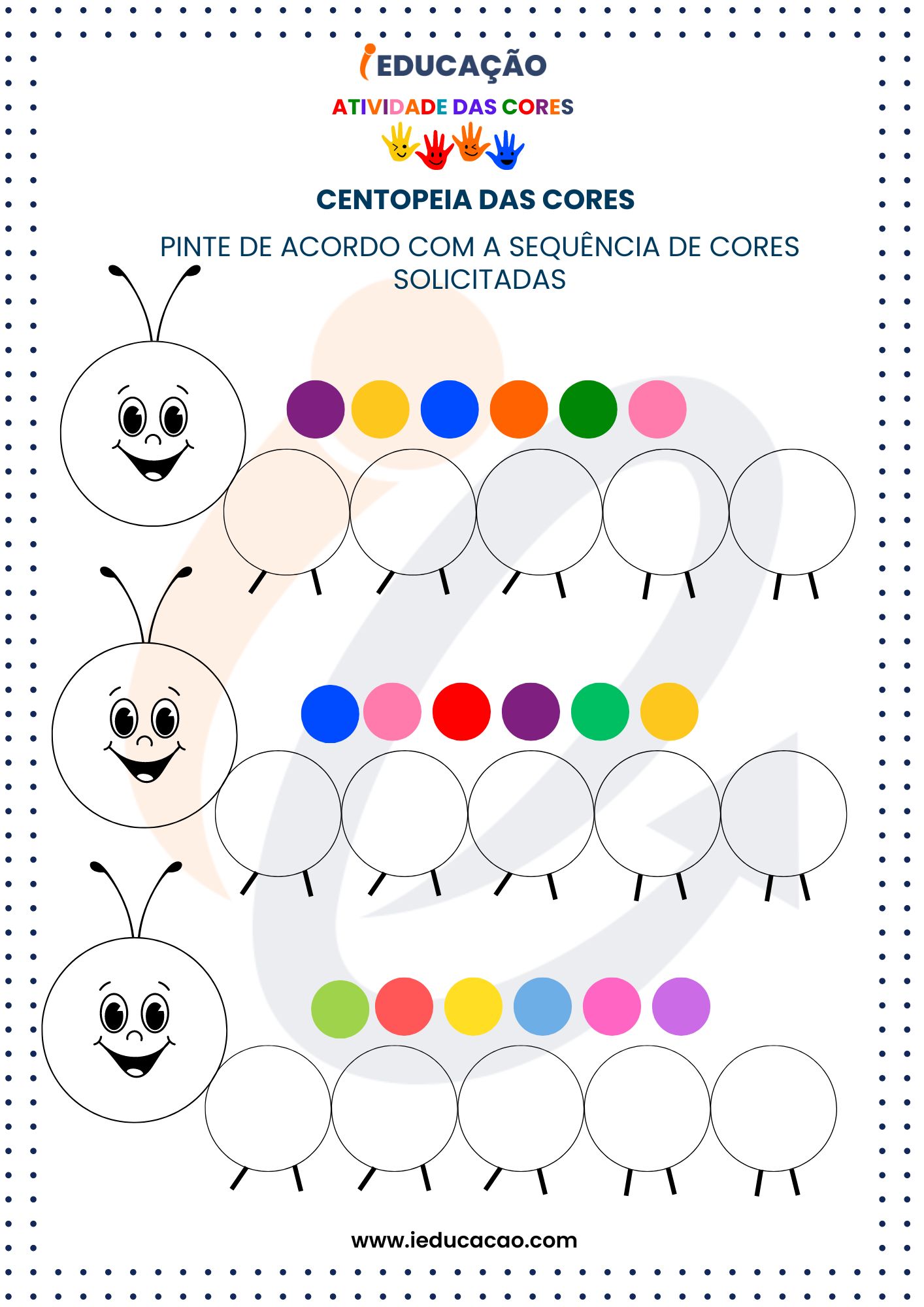 Atividades das Cores- Atividade Centopeia das Cores_ Atividades das Cores.