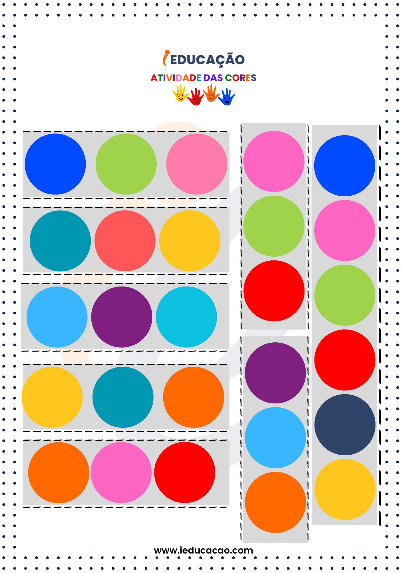 Atividades das Cores com Pareamento das Cores- Atividade Com Sequência de Cores