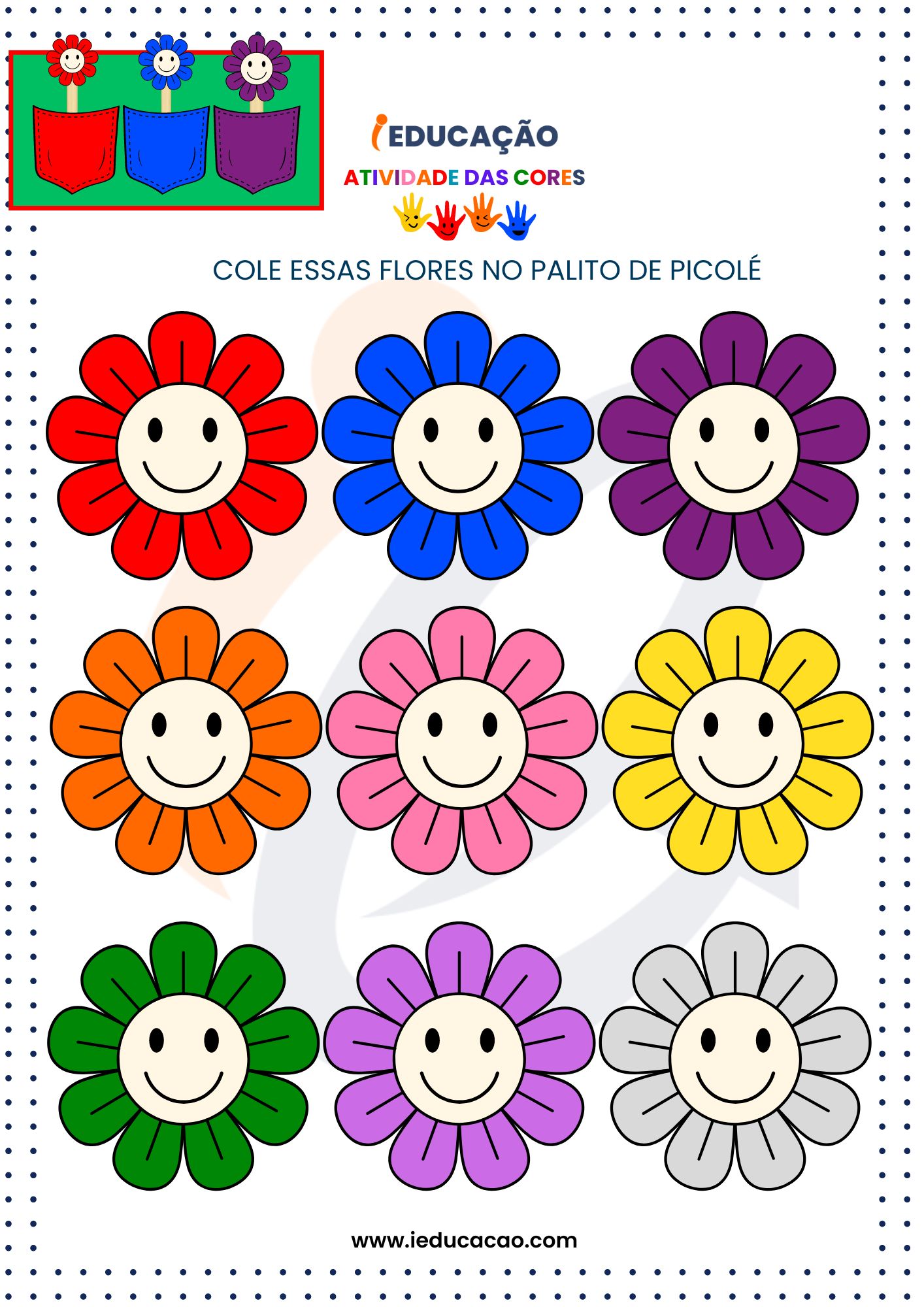 Atividades das Cores para Educação Infantil- Atividade de Recorte 