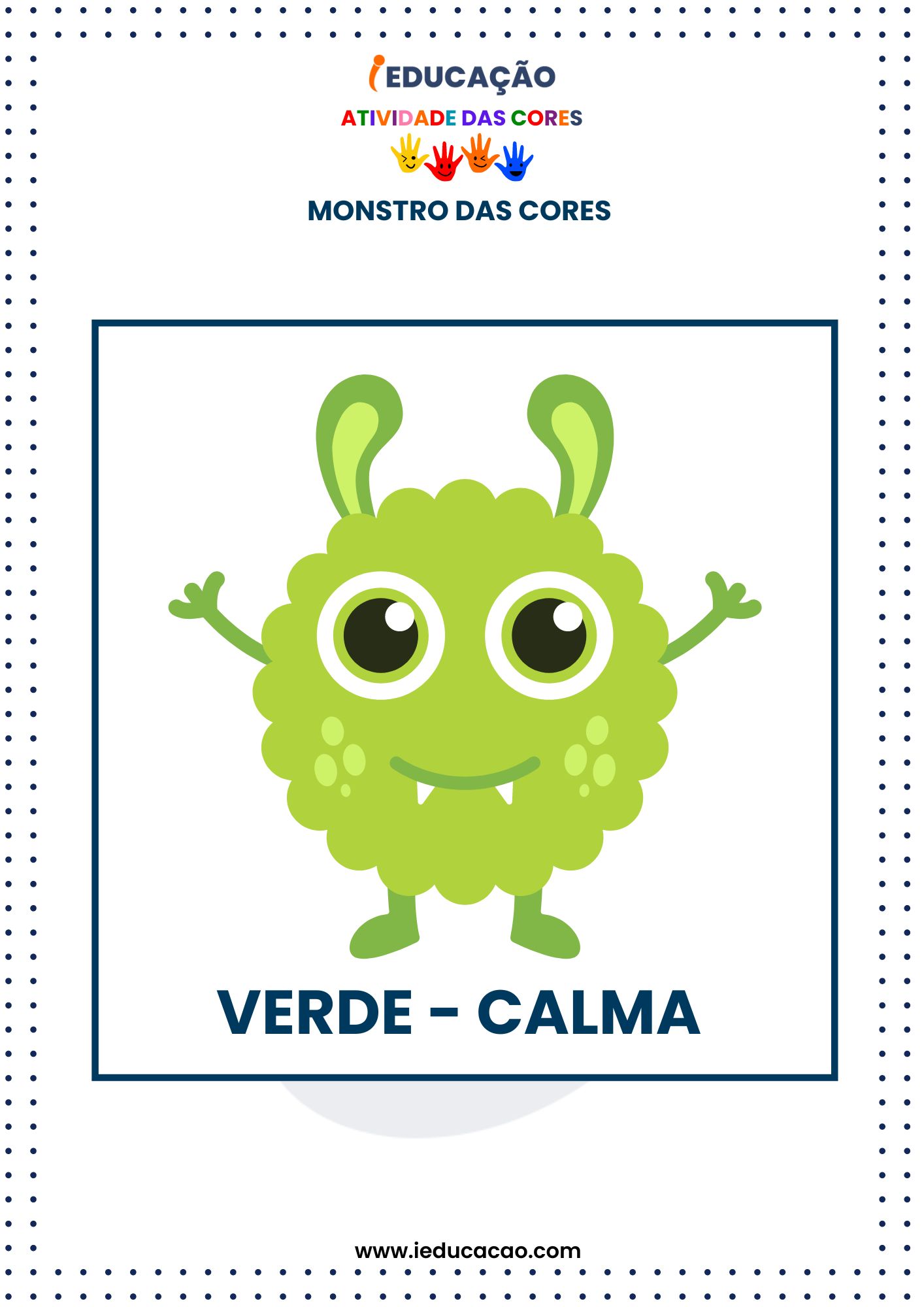 Atividades das Cores para Imprimir - Recurso pedagógico - Monstro das cores para trabalhar as emoções - Verde.jpg