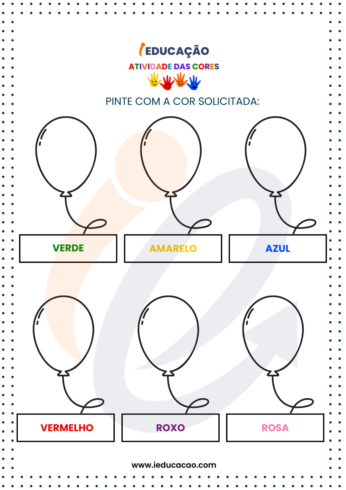 Atividades das Cores para Imprimir