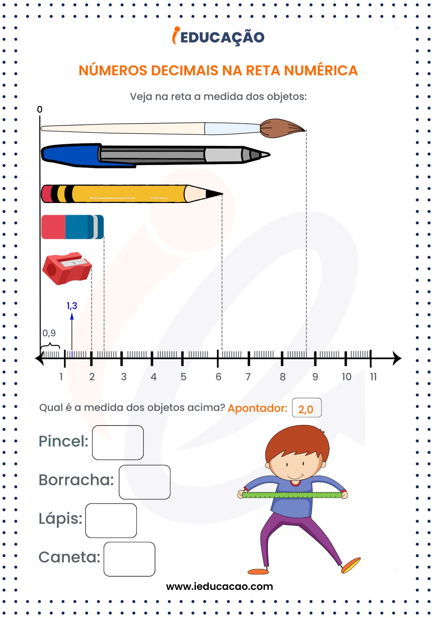 Atividades de Matemática para o 5º Ano- Atividade com Números Decimais na Reta Numérica