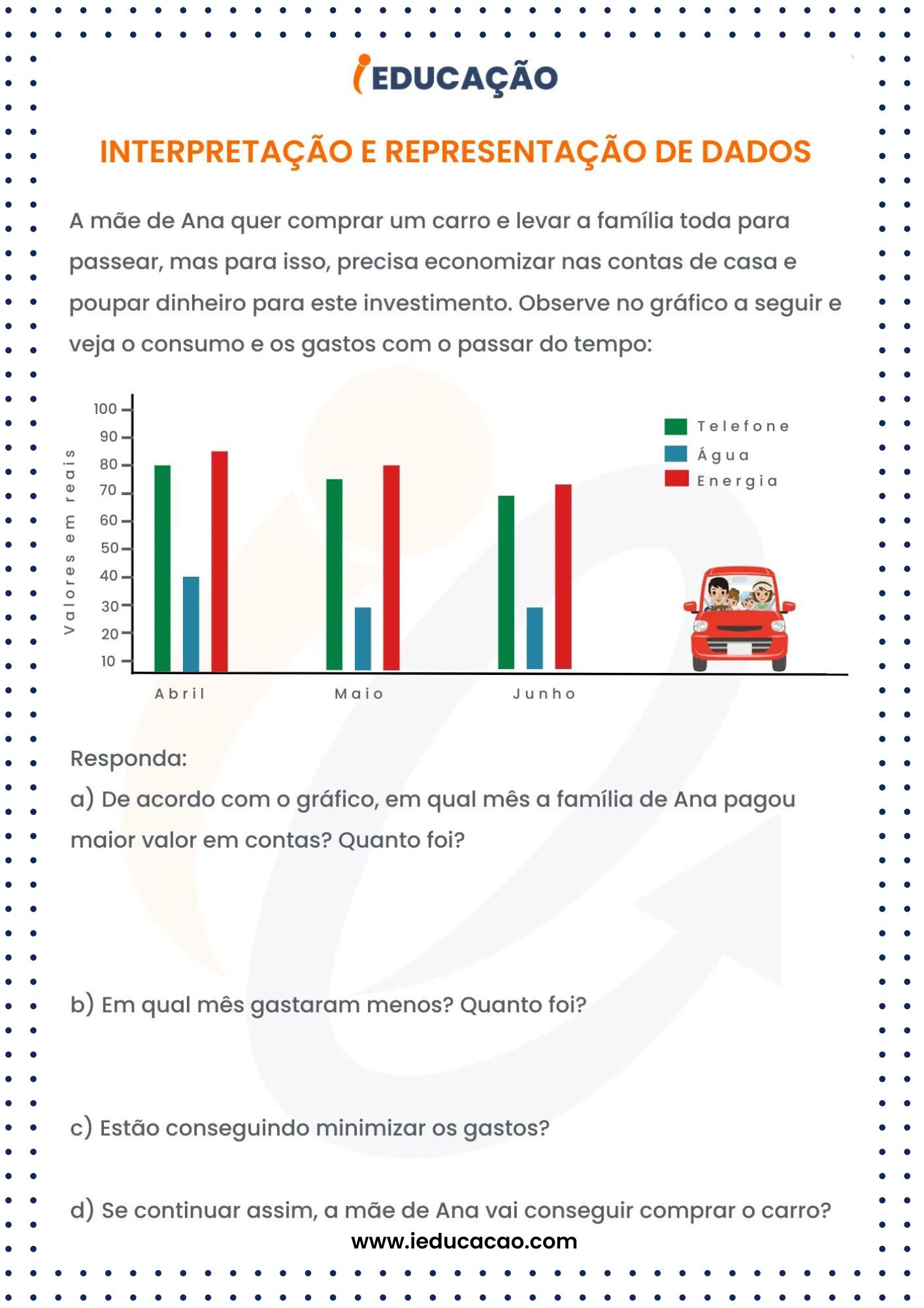 Atividades de Matemática para o 5º Ano- Atividade de Interpretação de Gráfico para o 5º Ano - Atividades de interpretação e representação de dados em gráficos