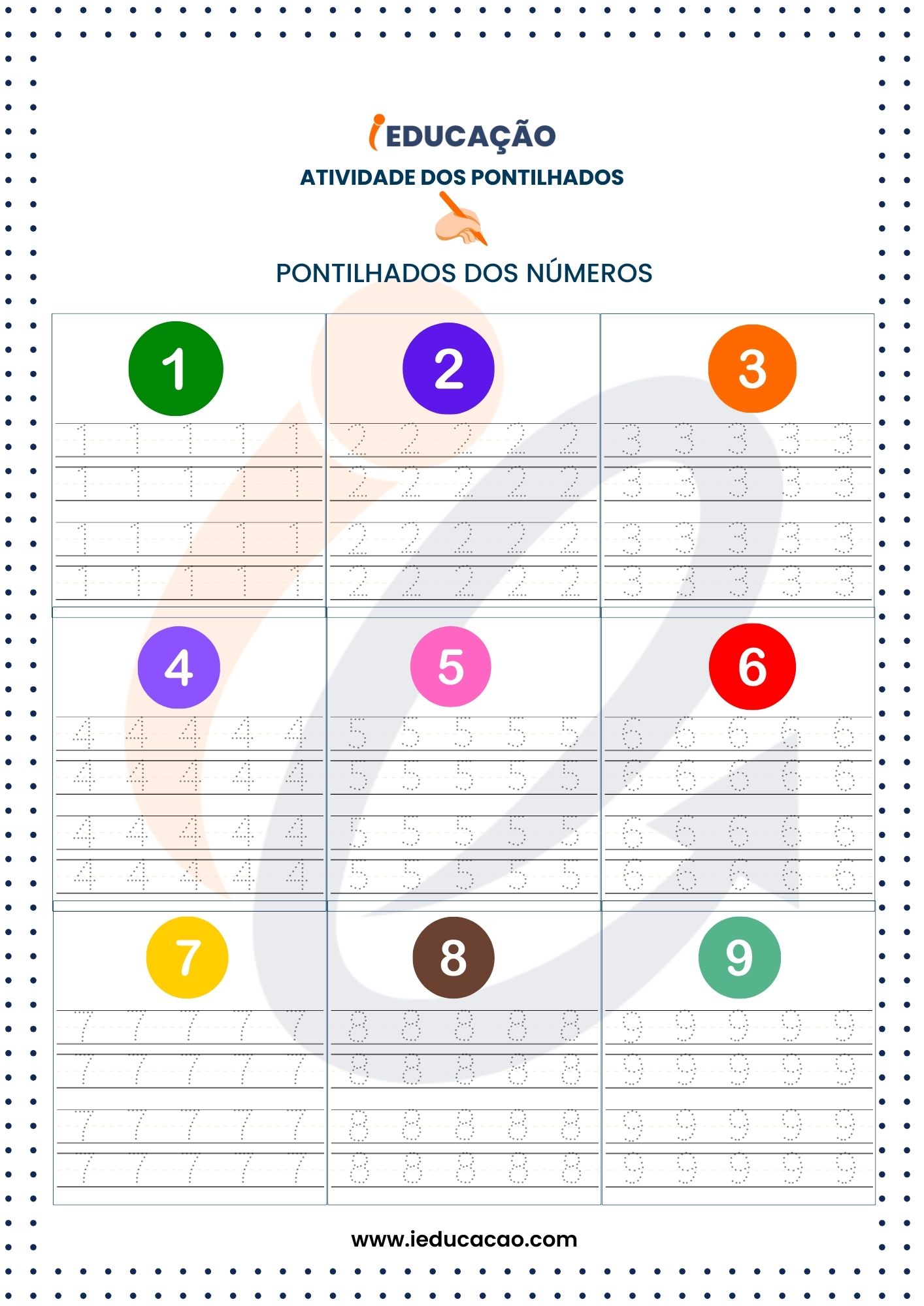 Atividades de Pontilhado dos Números- Atividade Pontilhados Dos Números