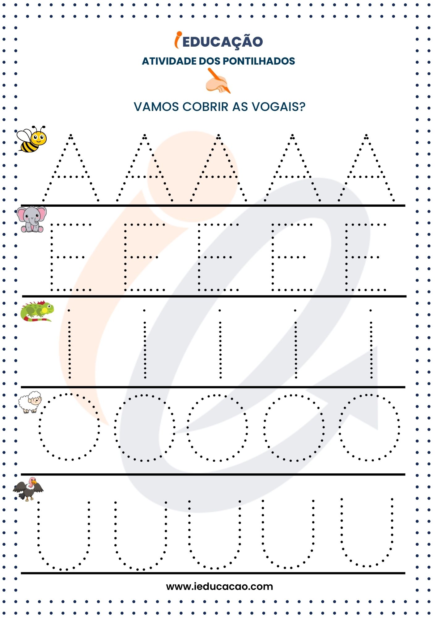 Atividades de Pontilhado para Imprimir- Pontilhados das Vogais