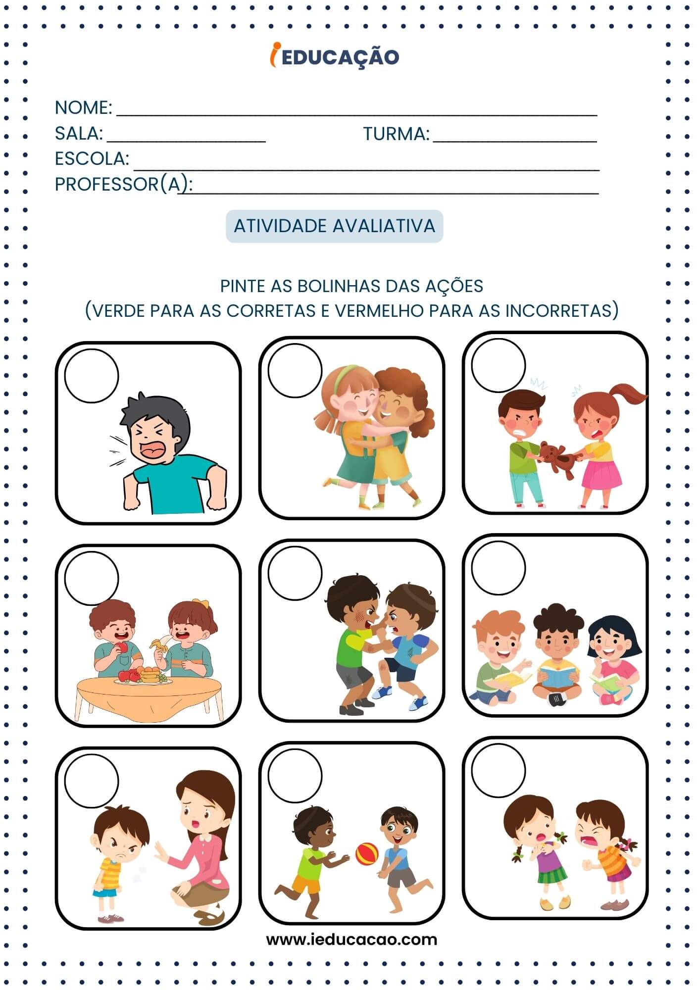 Avaliação para Educação Infantil - Atividades de Habilidades Sociais para Educação Infantil.