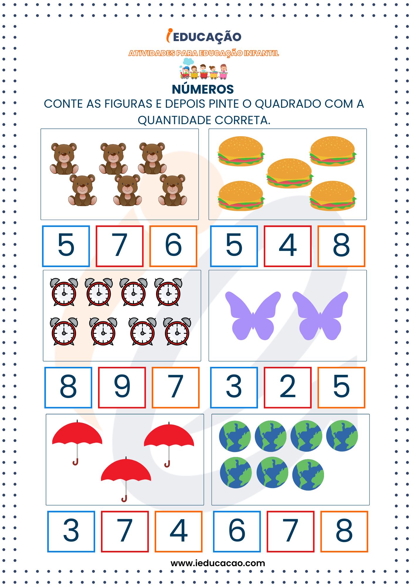 Caderno de Atividades para Educação infantil com Contagem