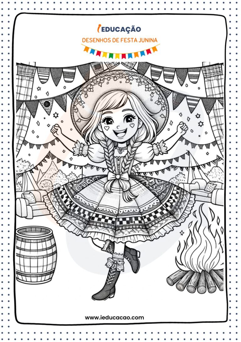 Desenhos de Festa Junina para Imprimir e Colorir