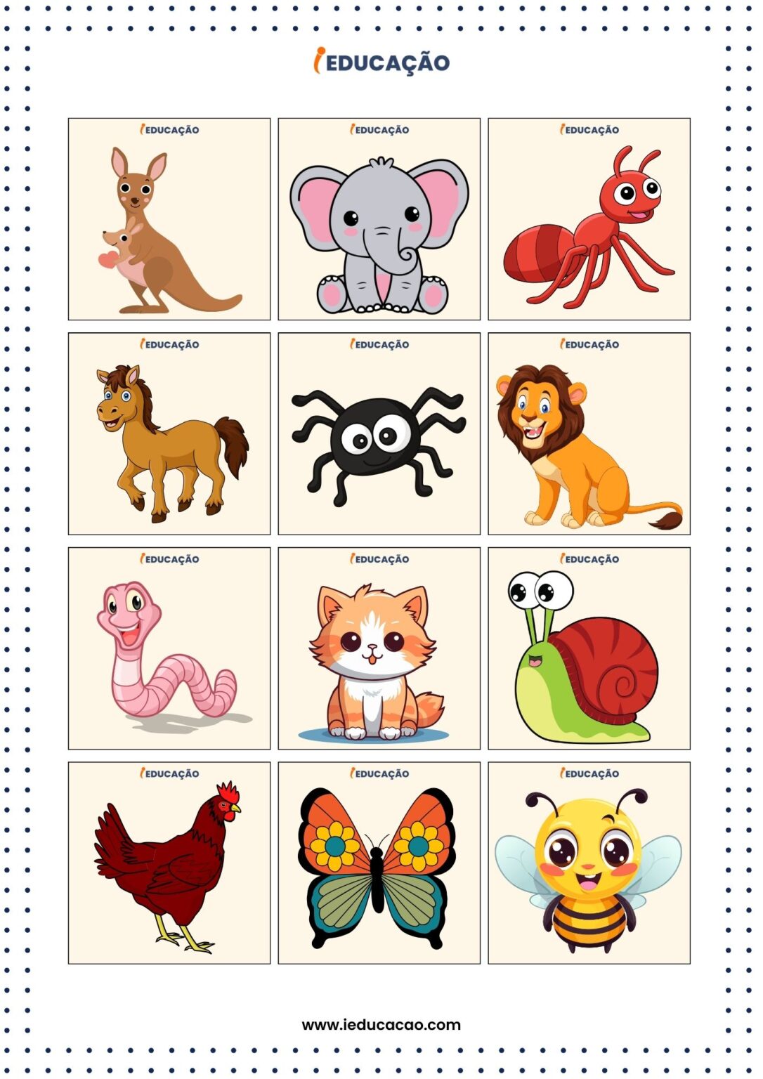 Jogo da Memória dos Animais para Imprimir