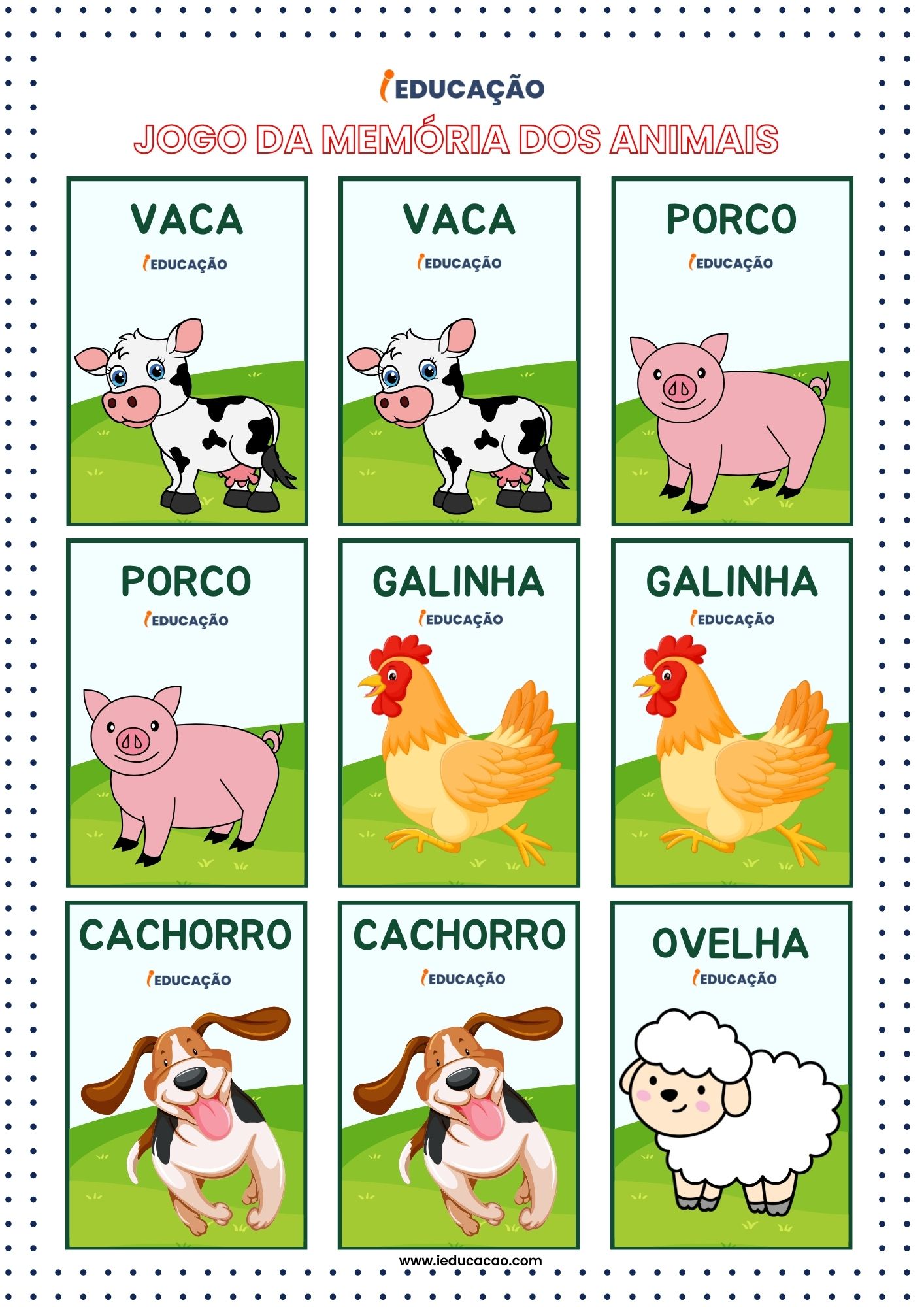 Jogo da Memória dos Animais