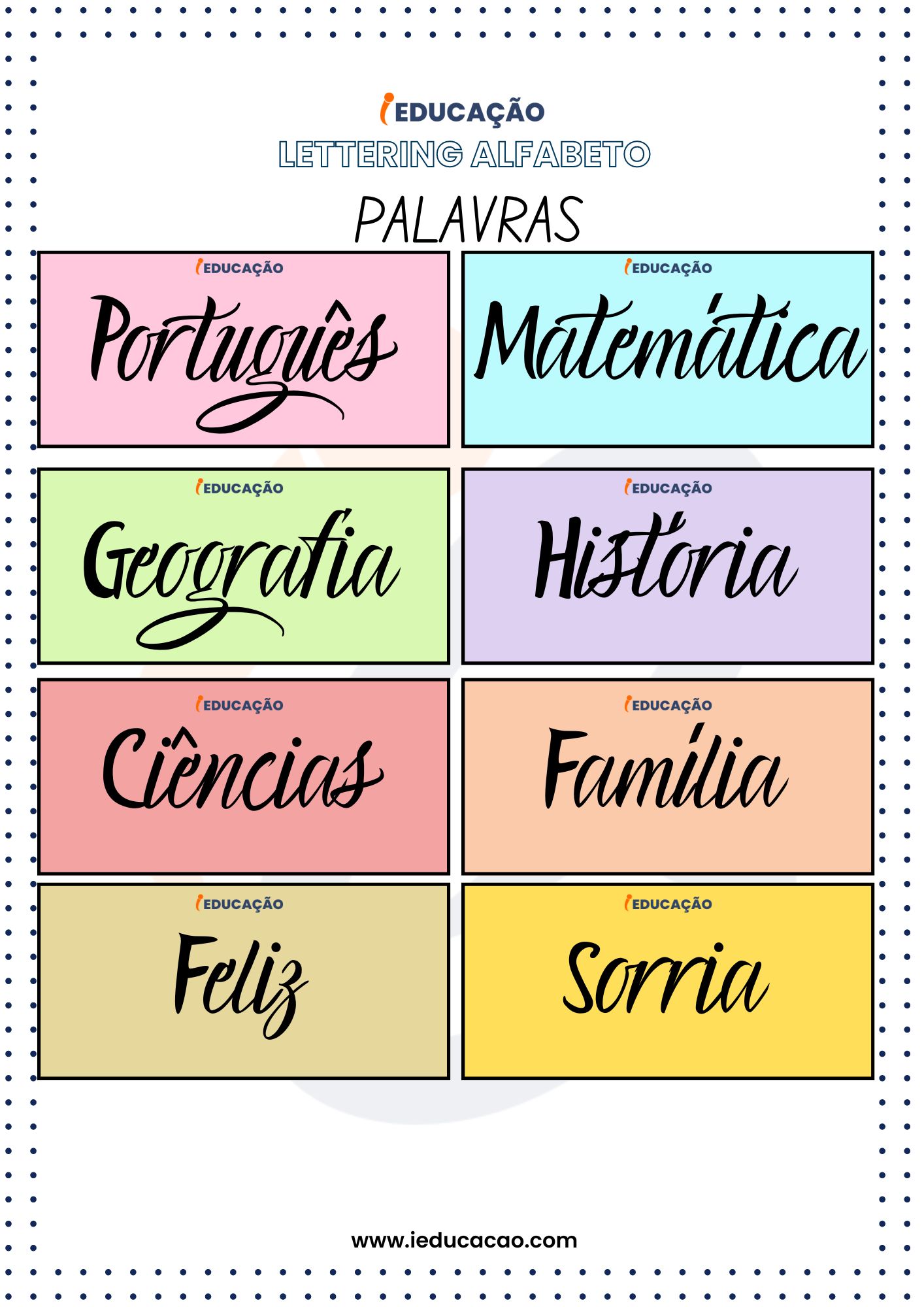 Lettering Alfabeto- Palavras em Lettering para Imprimir- Palavras com Letras em Lettering