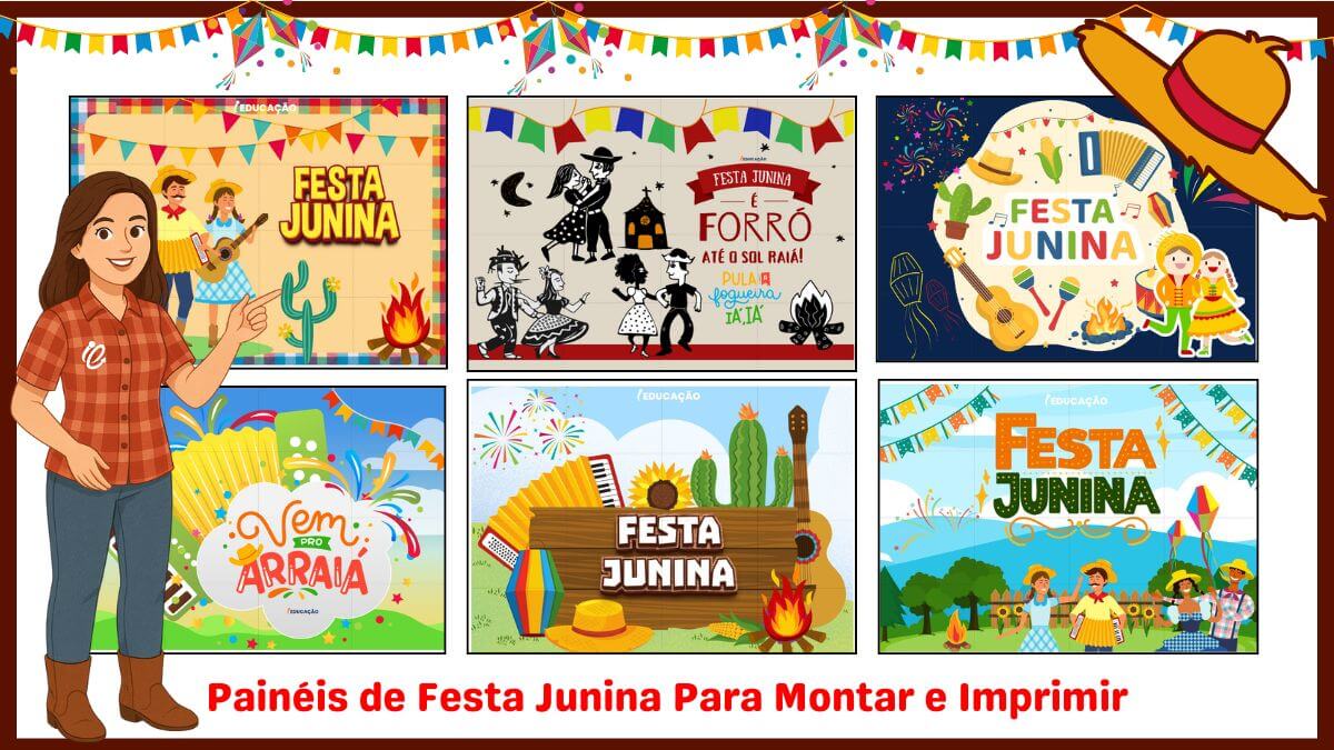 Atividades de Festa Junina para Educação Infantil com Plano de Aula - iEducação Painel de Festa Junina_