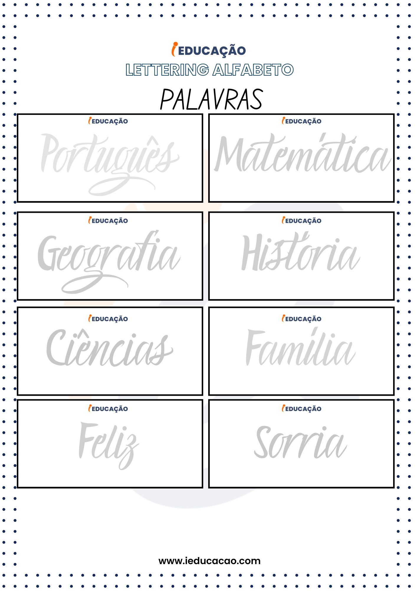 Palavras com Letras em Lettering para Treinar