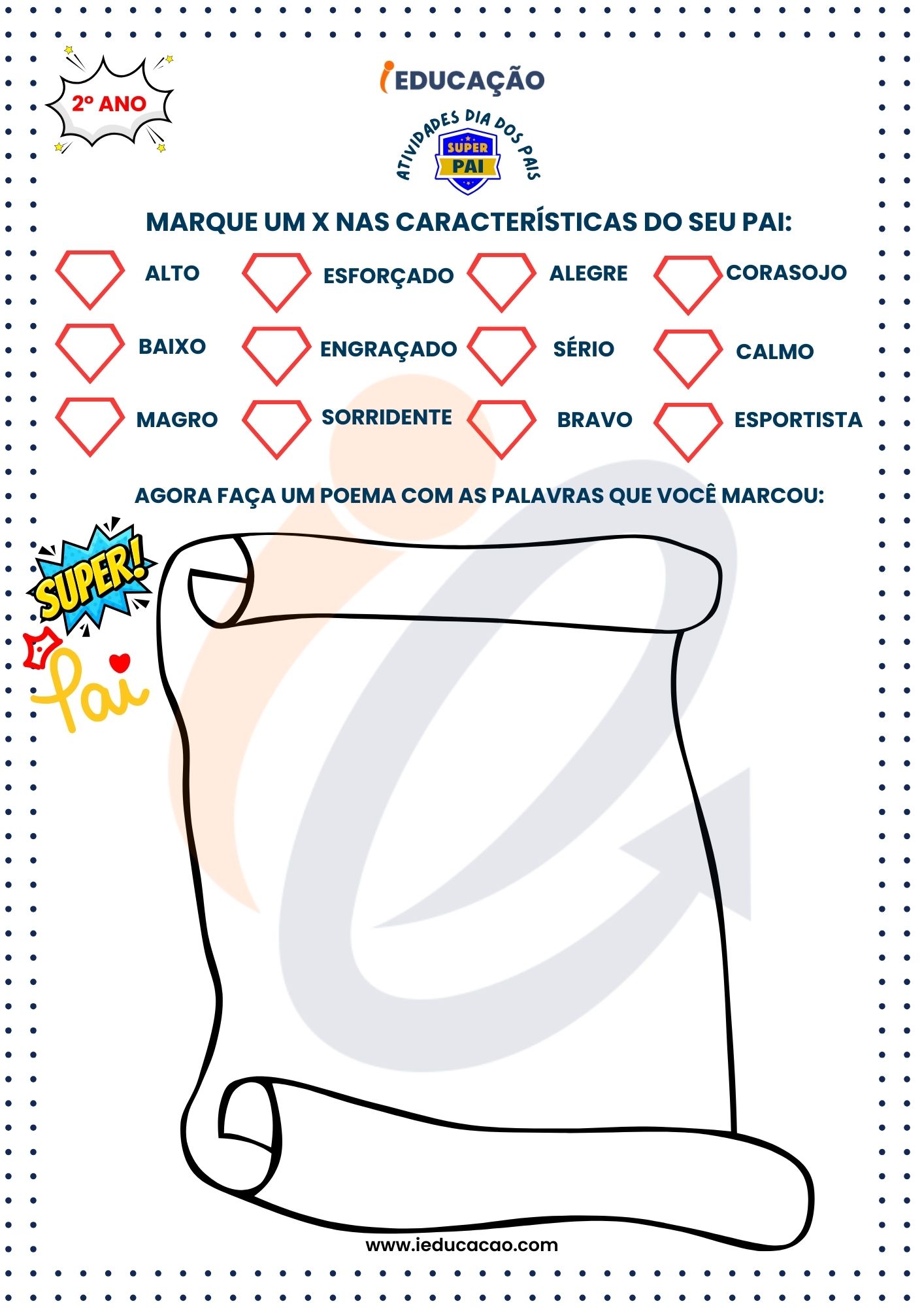 Atividades do Dia dos Pais 2º ano- Atividade de Escrita Espontânea