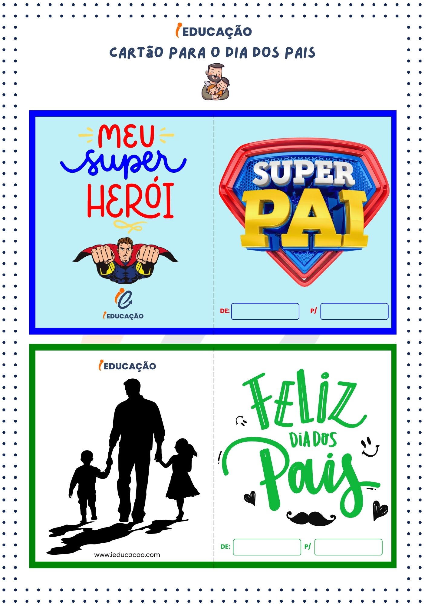 Cartão para o Dia dos Pais- Cartão Feliz Dia dos Pais