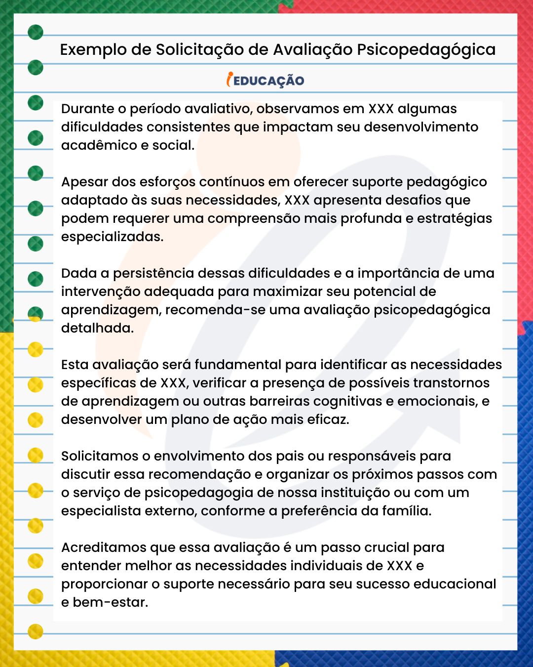 Como Solicitar Avaliação Psicopedagógica Para as Crianças.