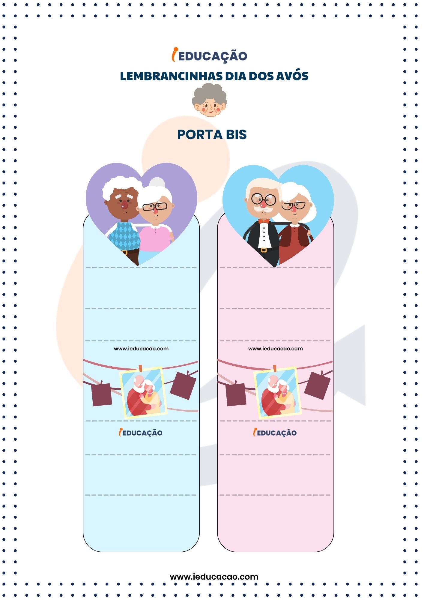 Lembrancinhas Dia dos Avós- Porta bis para Imprimir