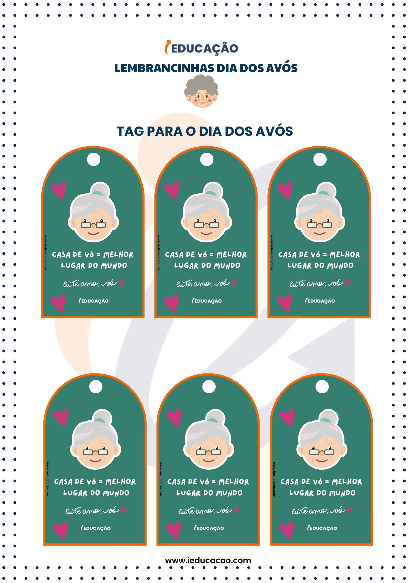 Lembrancinhas Dia dos Avós- Tag para o Dia dos Avós