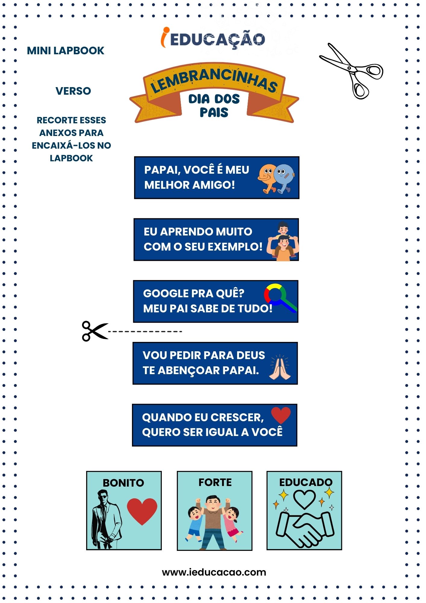 Lembrancinhas Dia dos Pais- Lapbook gratuito - ícones e figuras.