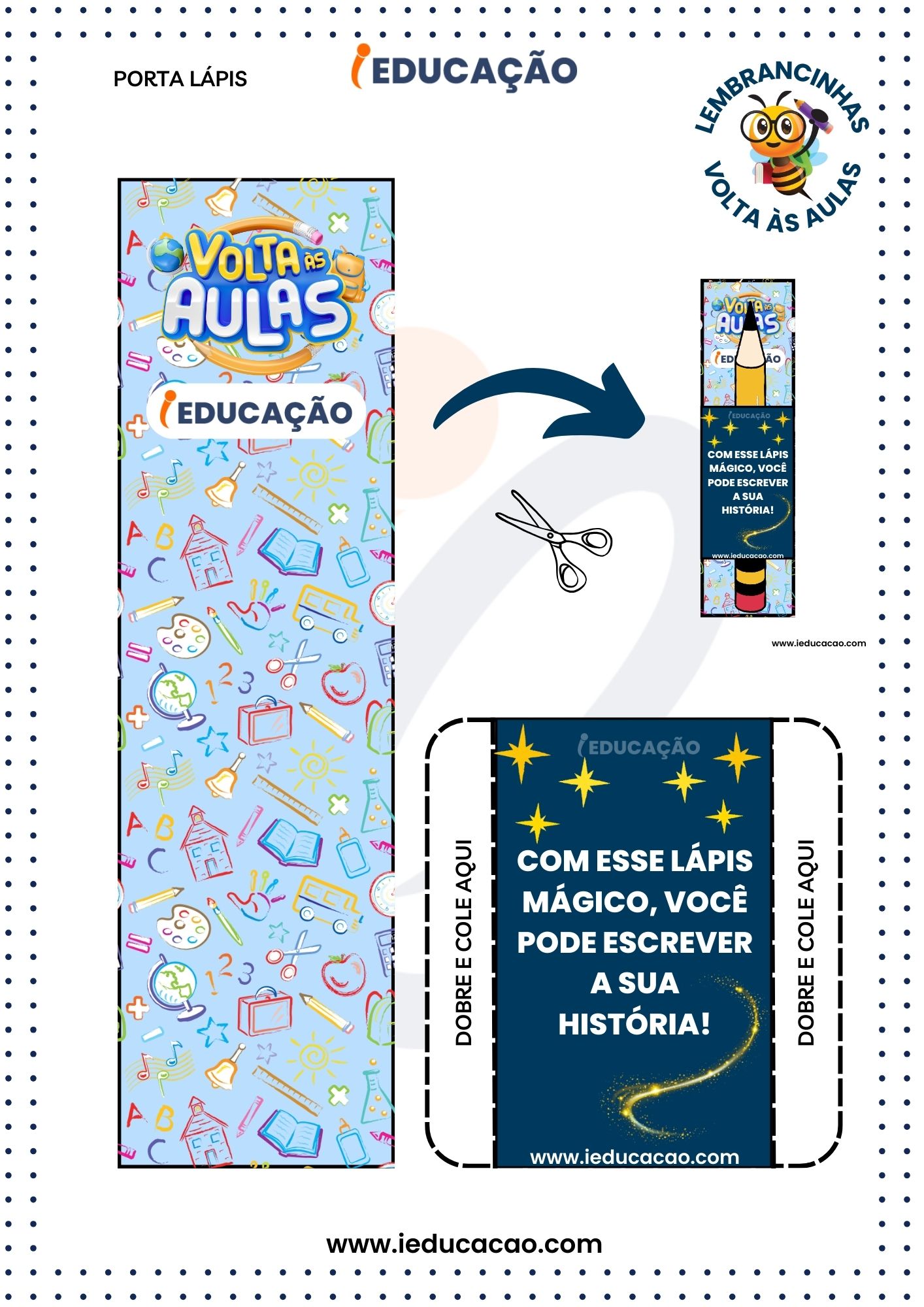 Lembrancinhas para Volta as Aulas Educação Infantil - Porta-lápis Azul.