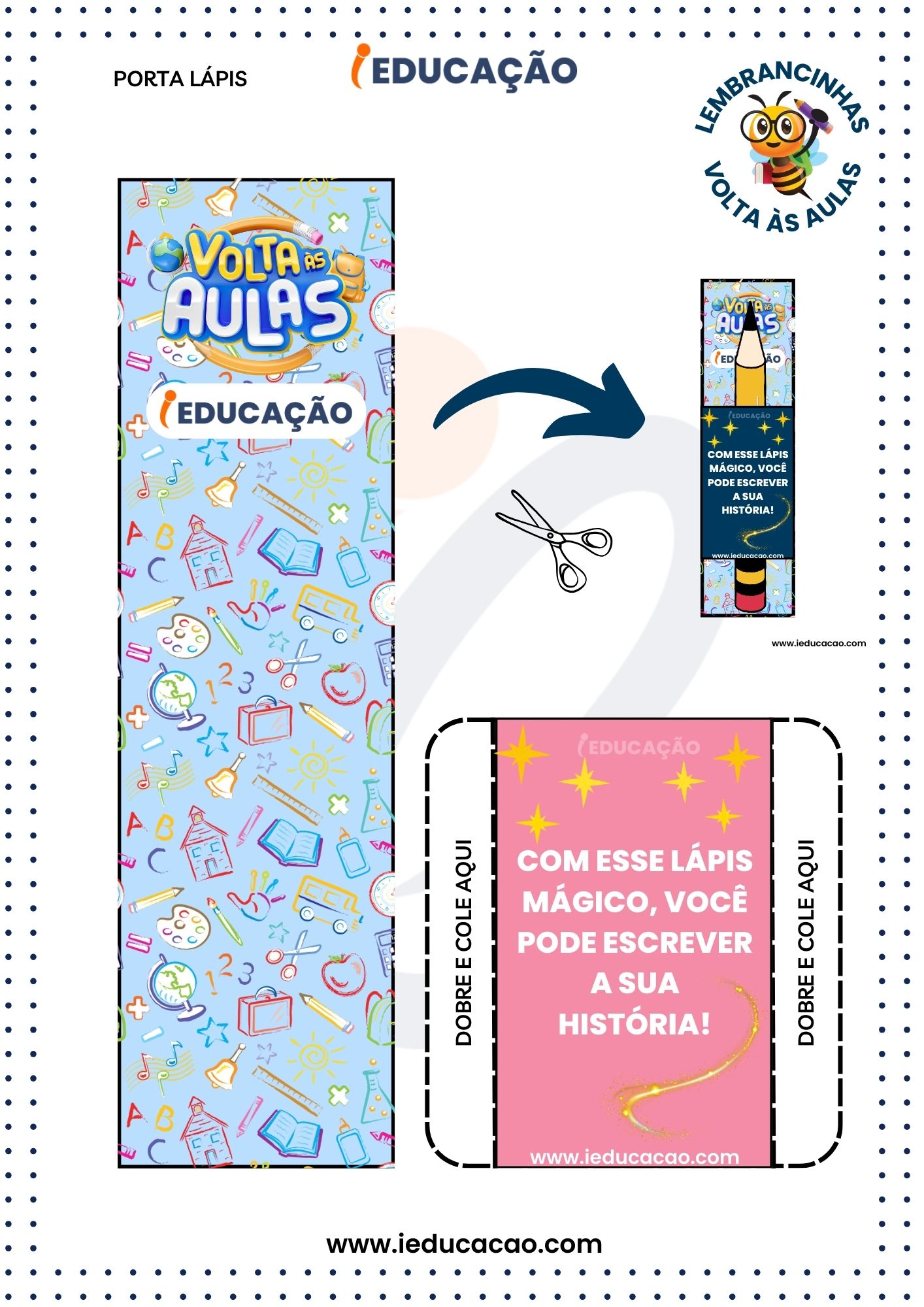 Lembrancinhas para Volta as Aulas Educação Infantil - Porta-lápis Rosa.