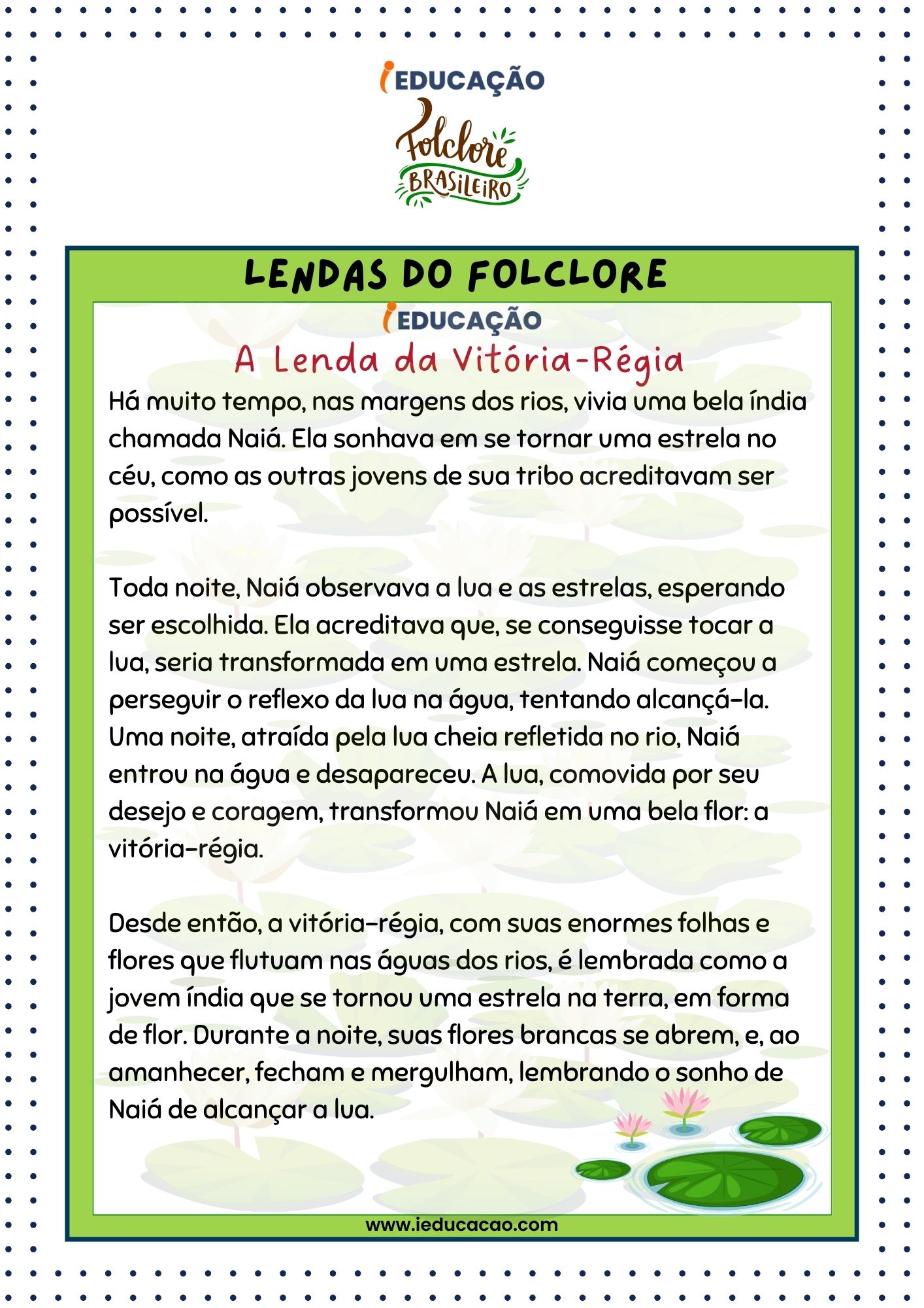 Lendas do Folclore - Lenda da Vitória-Régia