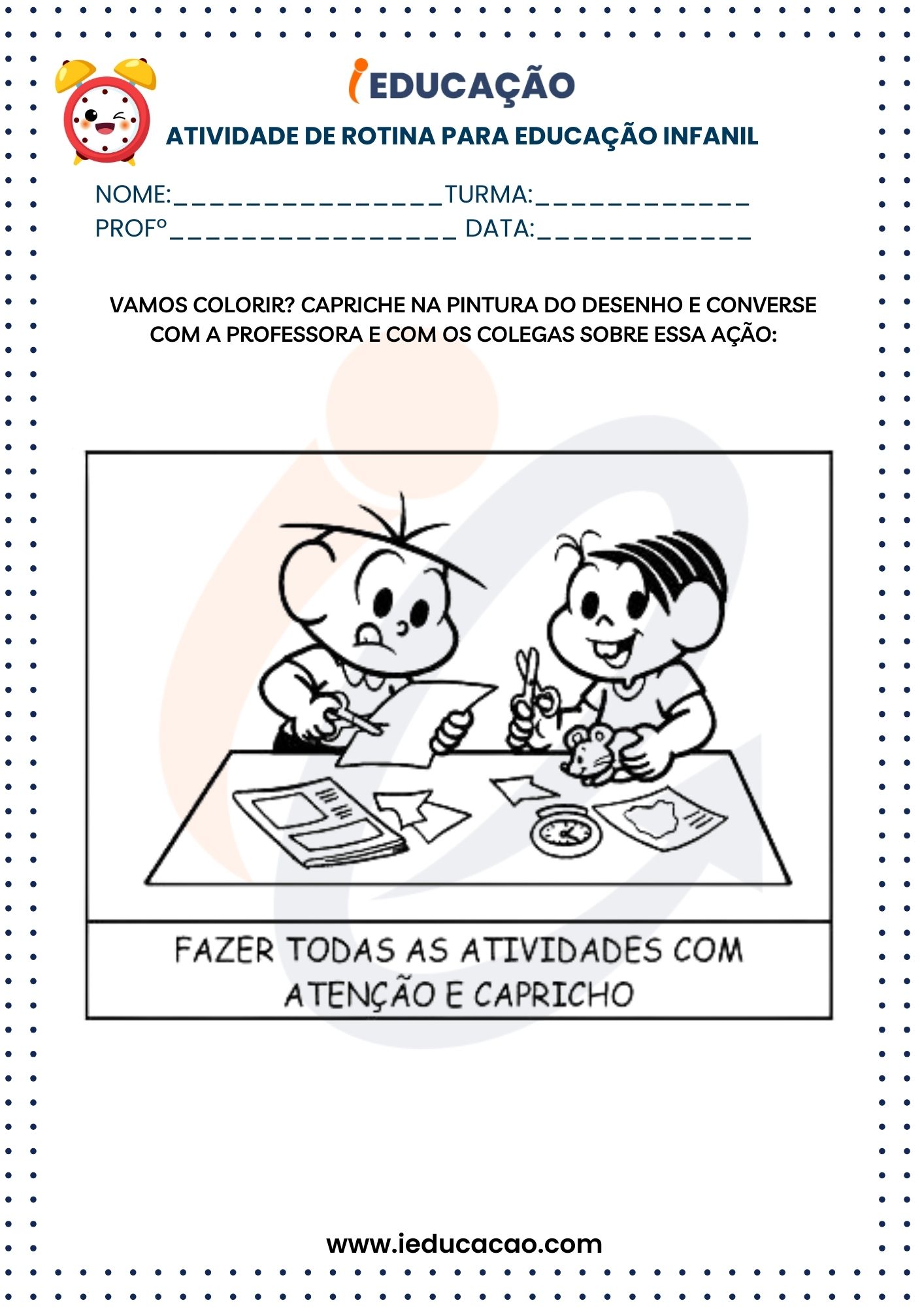 Rotina na Educação Infantil - Atividades e Recursos Pedagógicos- desenho para colorir sobre rotina infantil.