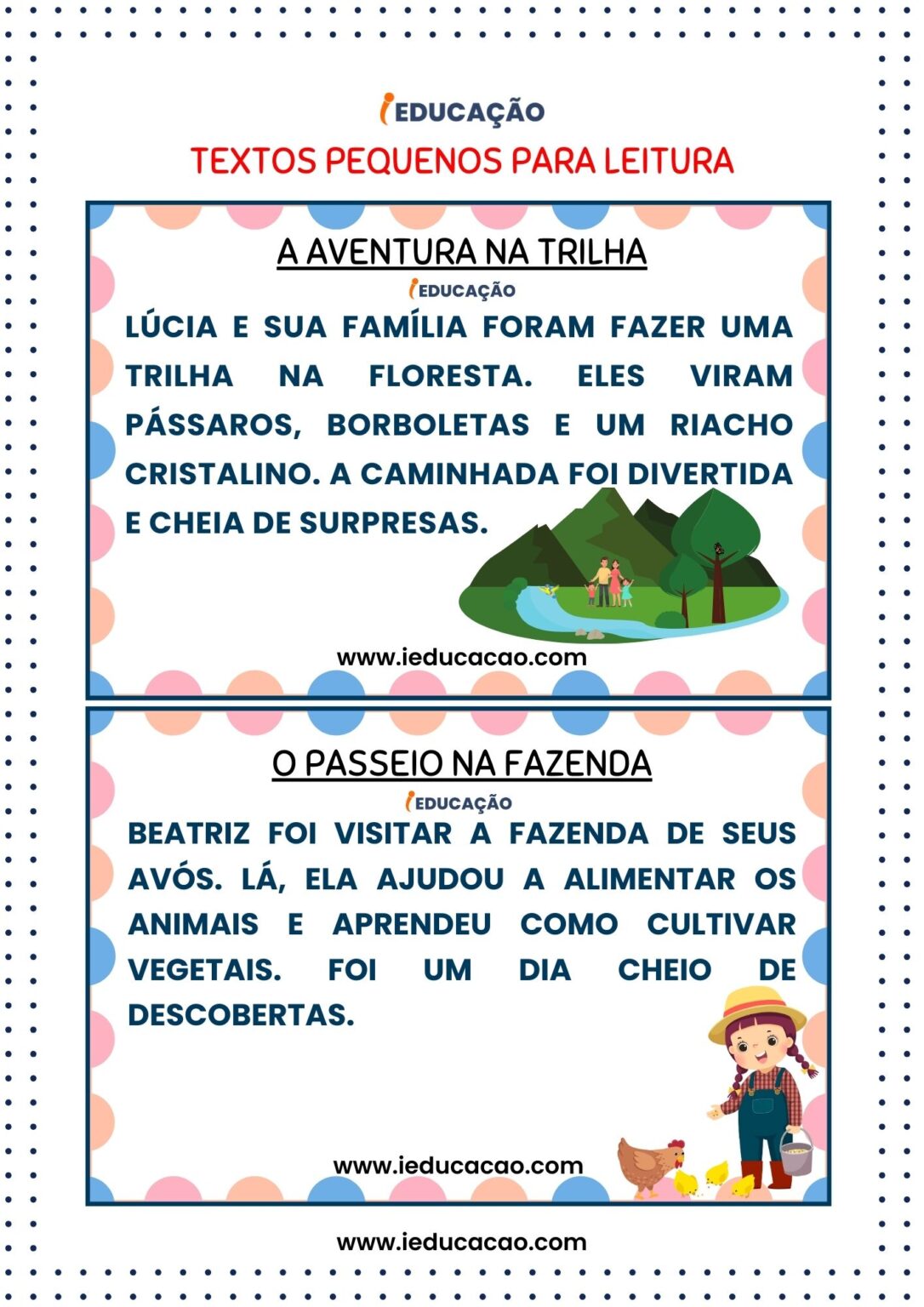 Textos Pequenos para Leitura: 30 Modelos para Imprimir