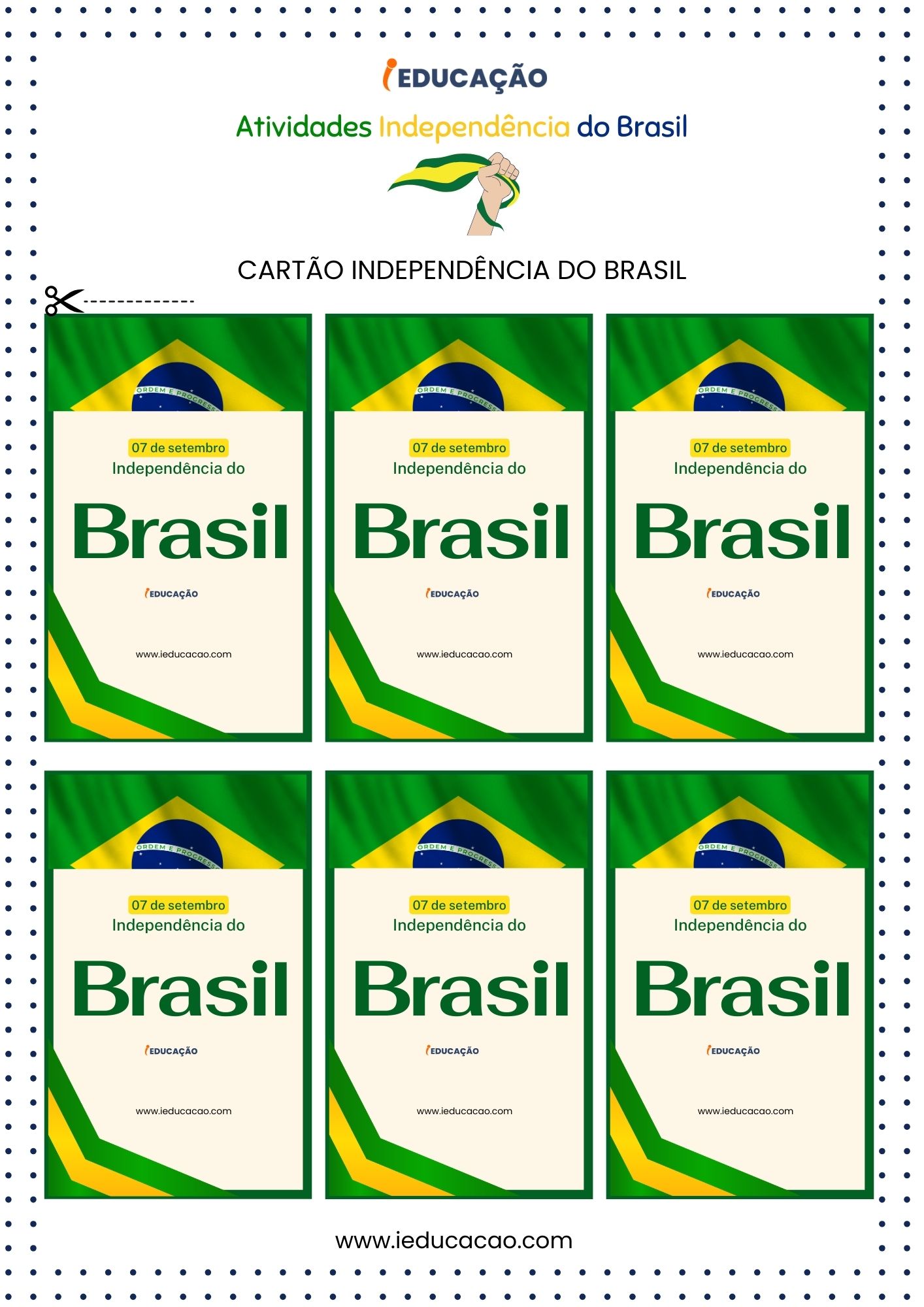 Atividades Independência do Brasil-cartão Independência do Brasil