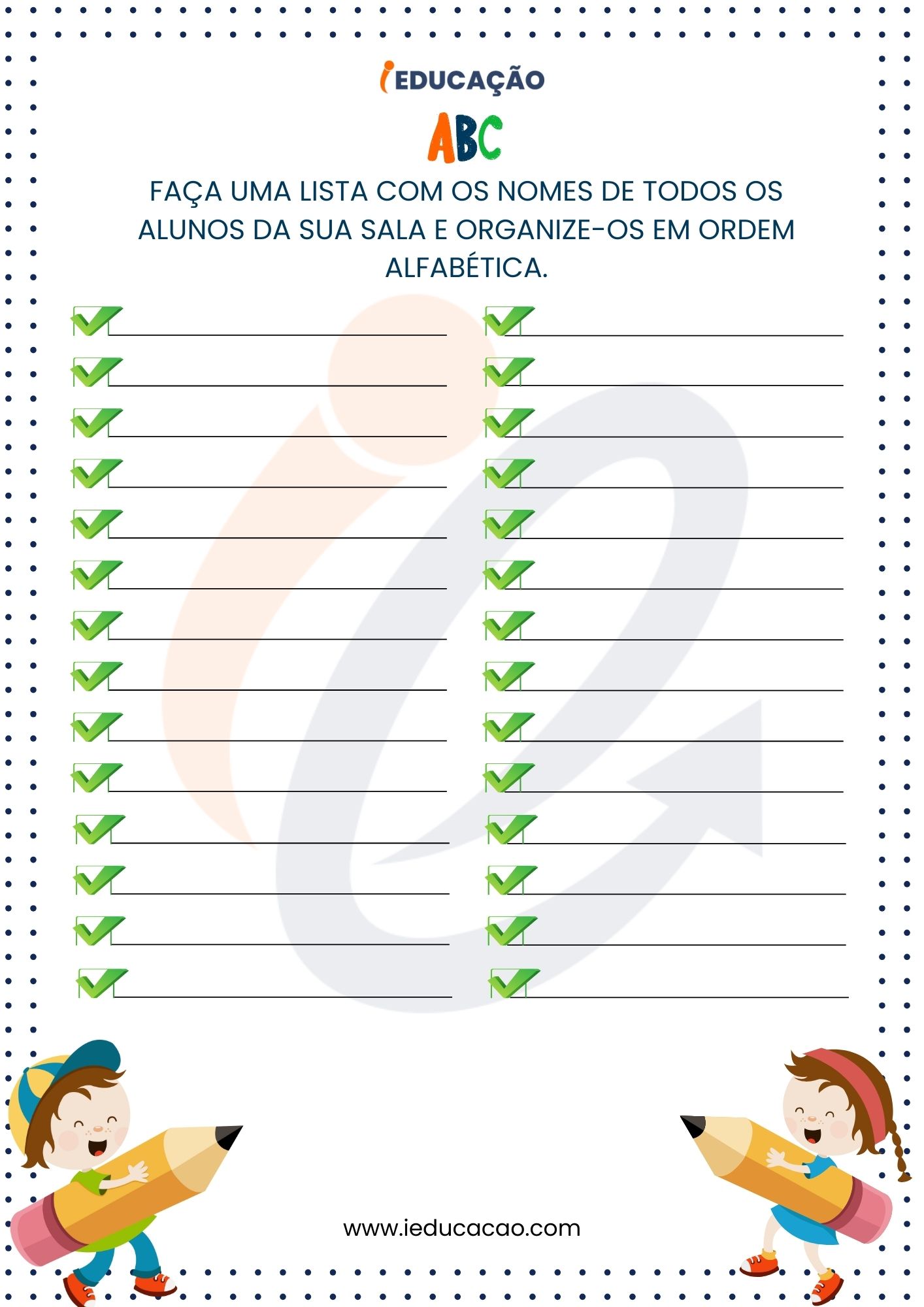 Atividades de Ordem Alfabética com Escrita