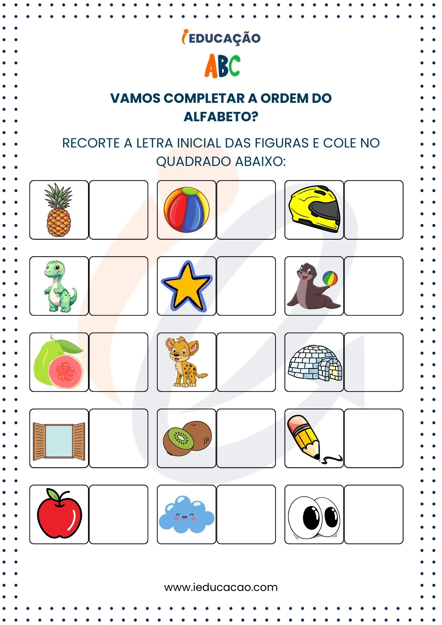 Atividades de Ordem Alfabética para Recortar e Colar