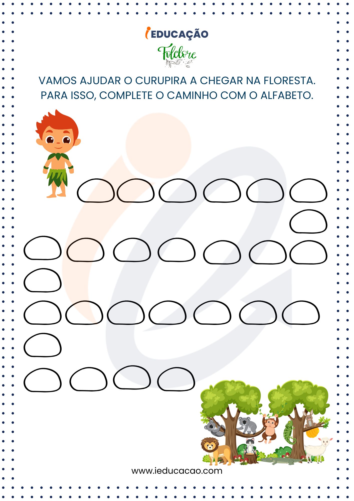 Atividades do Folclore para Educação Infantil com Alfabeto.