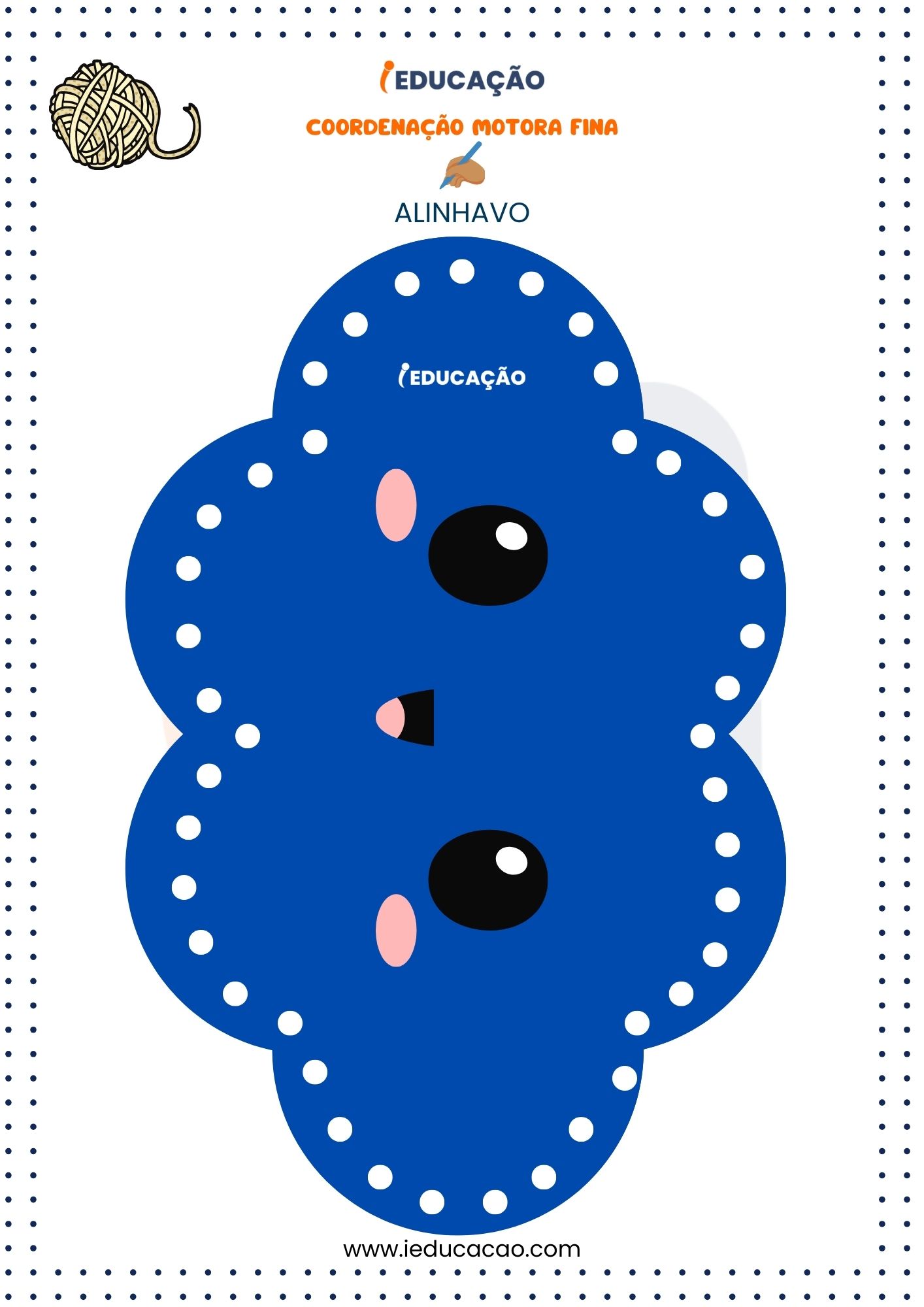 Atividades para Coordenação Motora Fina- Alinhavo de Nuvem