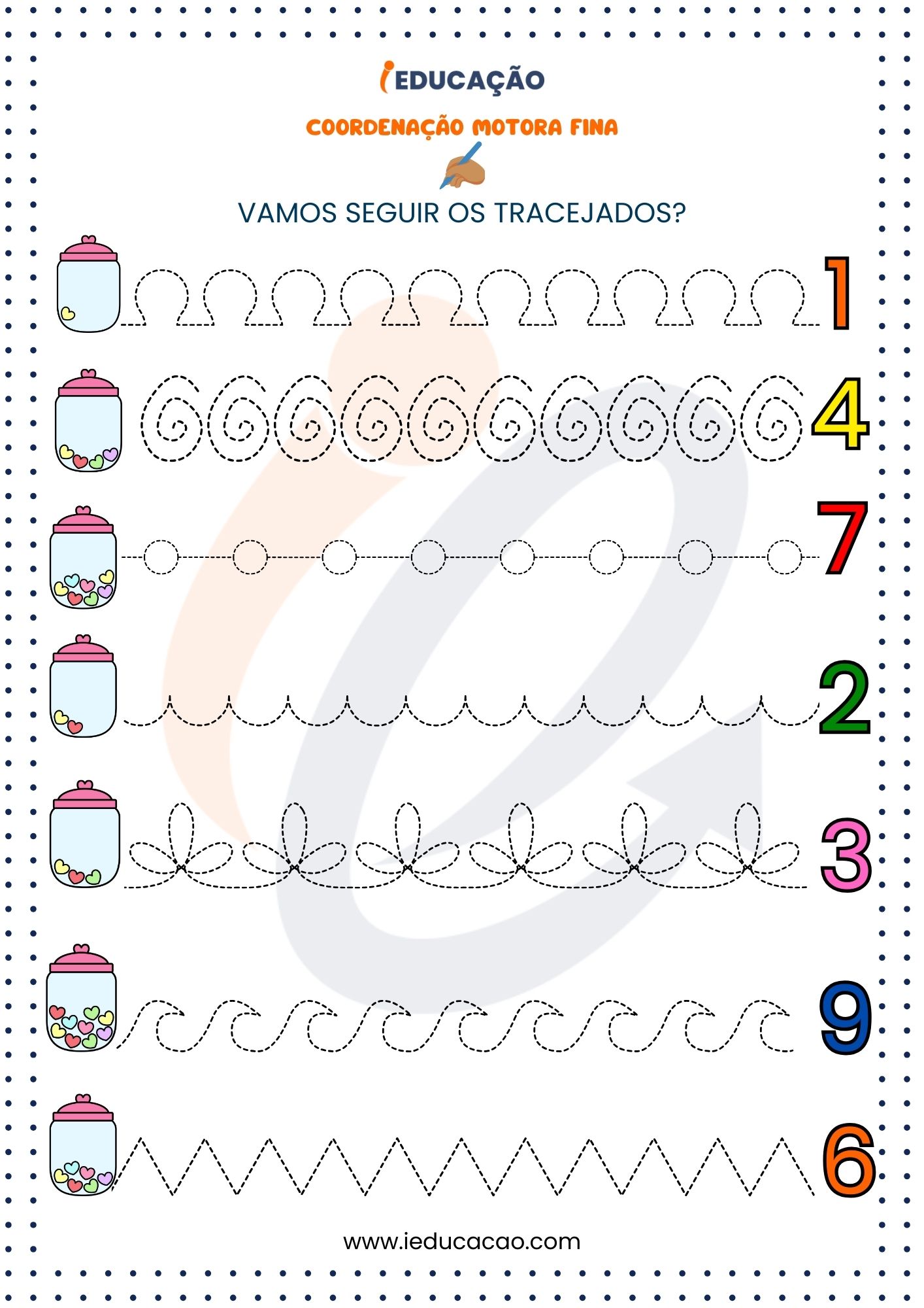 Atividades para Coordenação Motora Fina- Seguir os Pontilhados