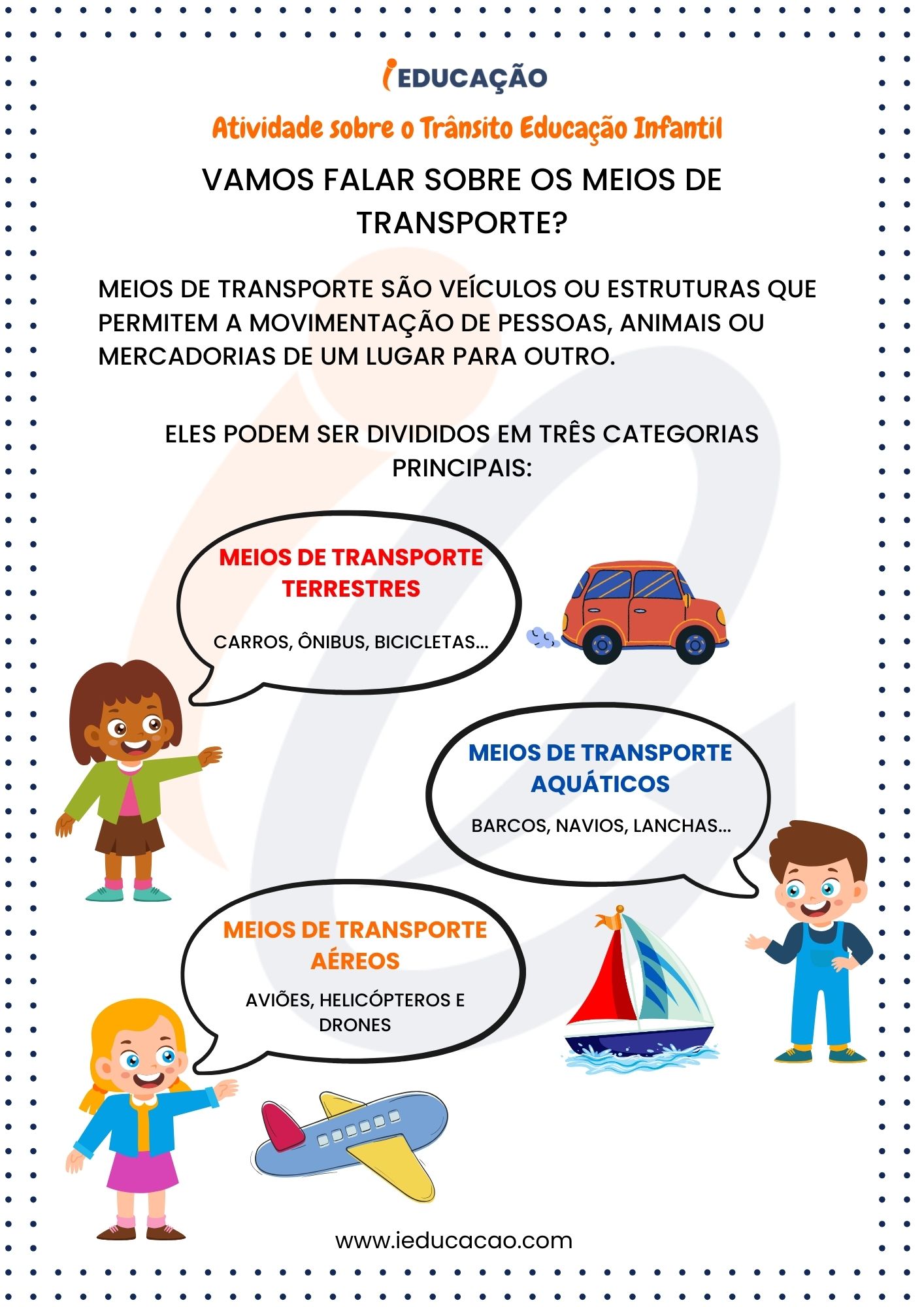 Dia do Trânsito- Atividade Sobre o Trânsito- Meios de Transporte