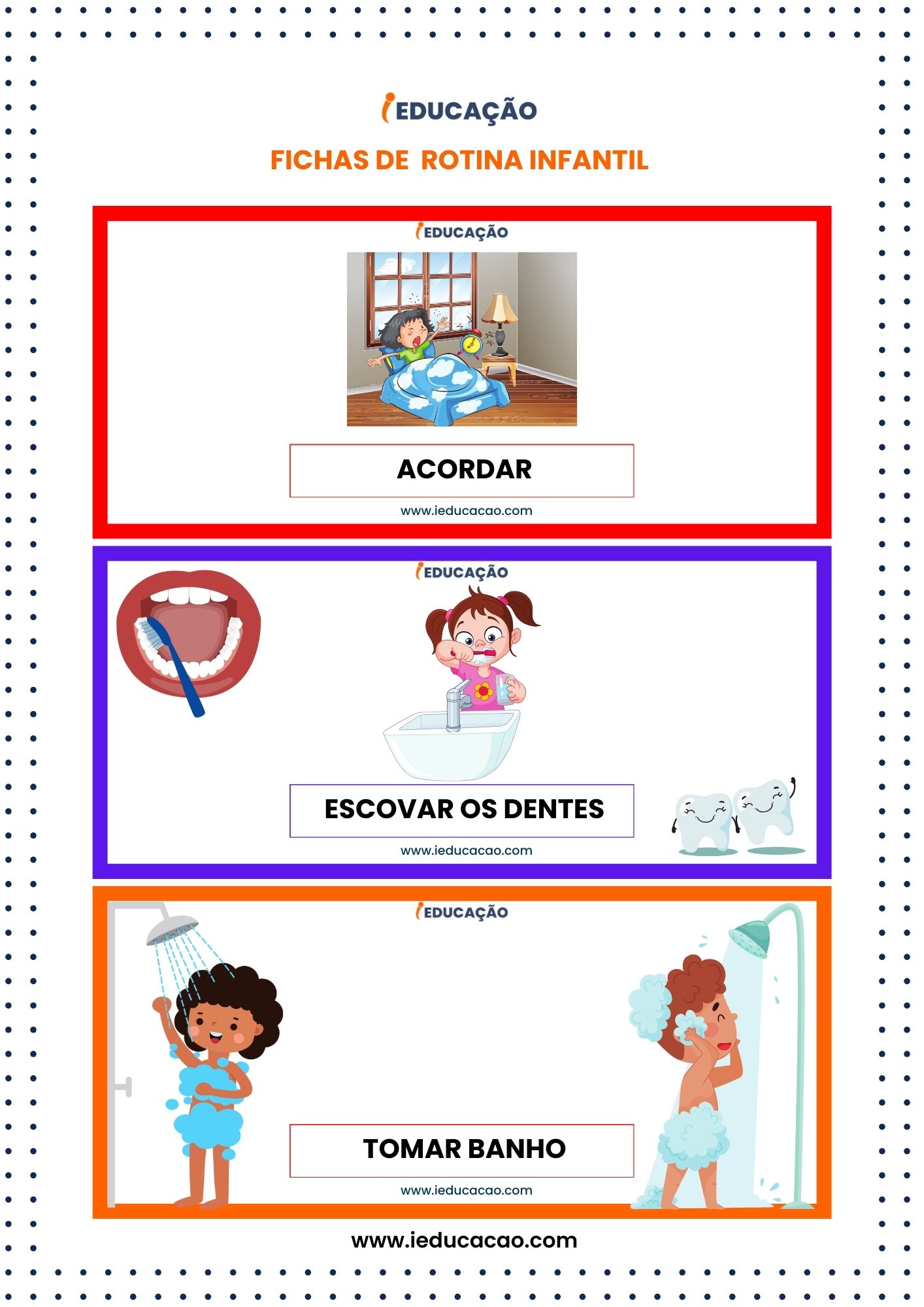 Quadro de Rotina Infantil com Fichas