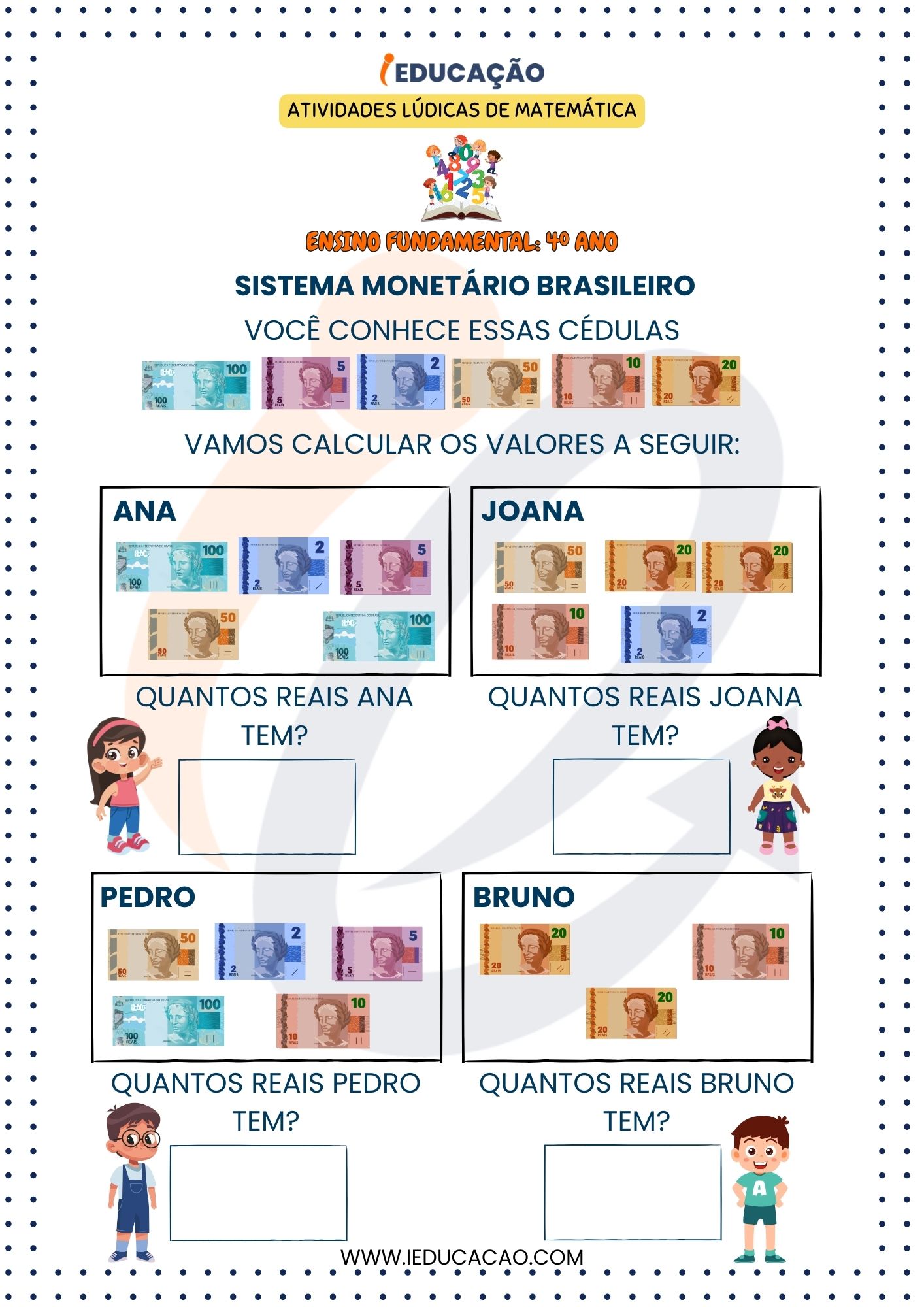 Atividades Lúdicas de Matemática 4º Ano- Sistema Monetário