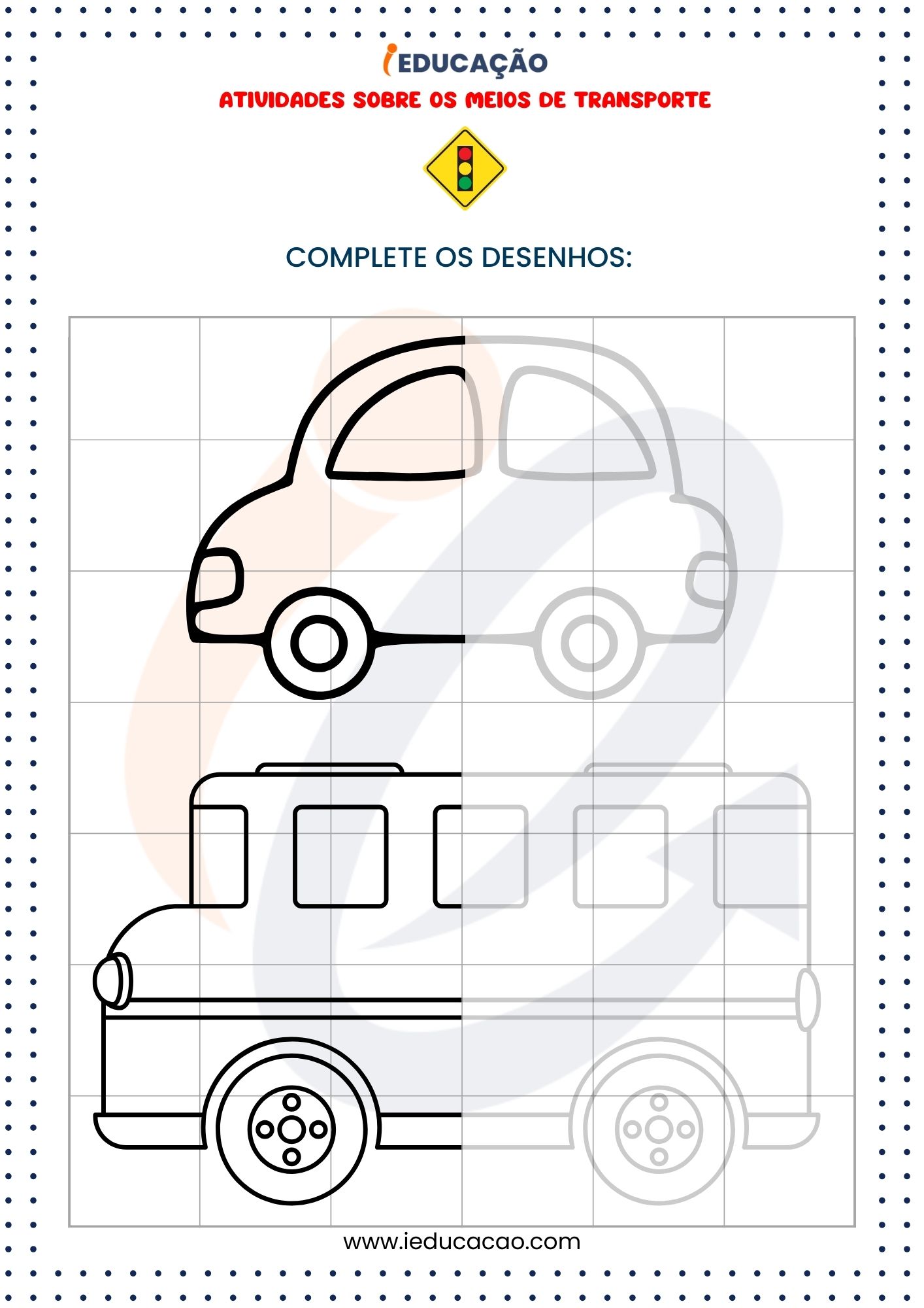 Atividades Sobre os Meios de Transporte- Atividade de Completar o Desenho