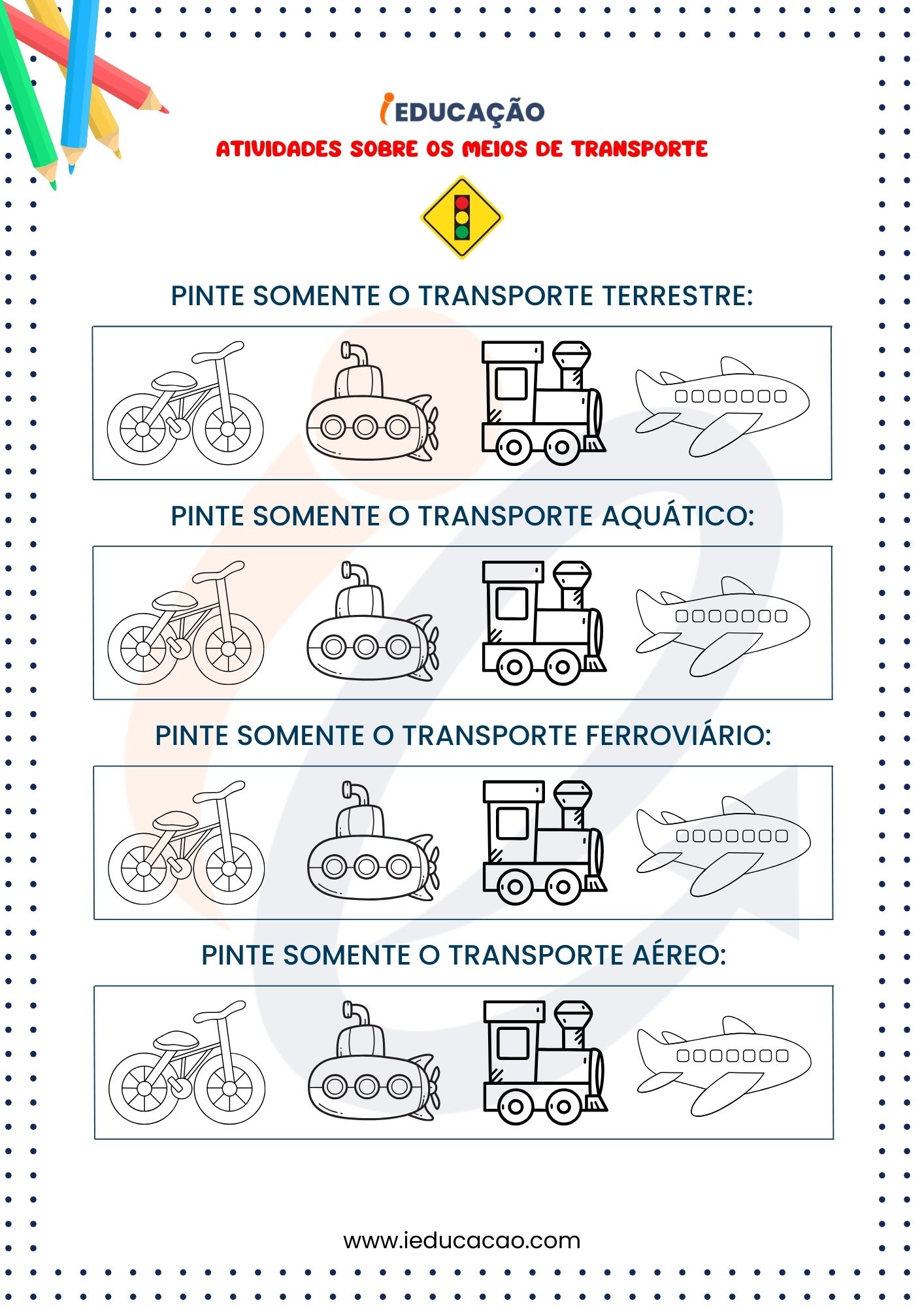 Atividades Sobre os Meios de Transporte- Atividade de Percepção Visual