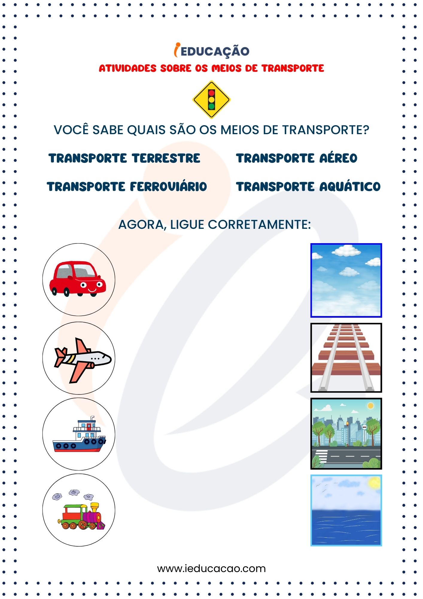 Atividades Sobre os Meios de Transporte Para Educação Infantil