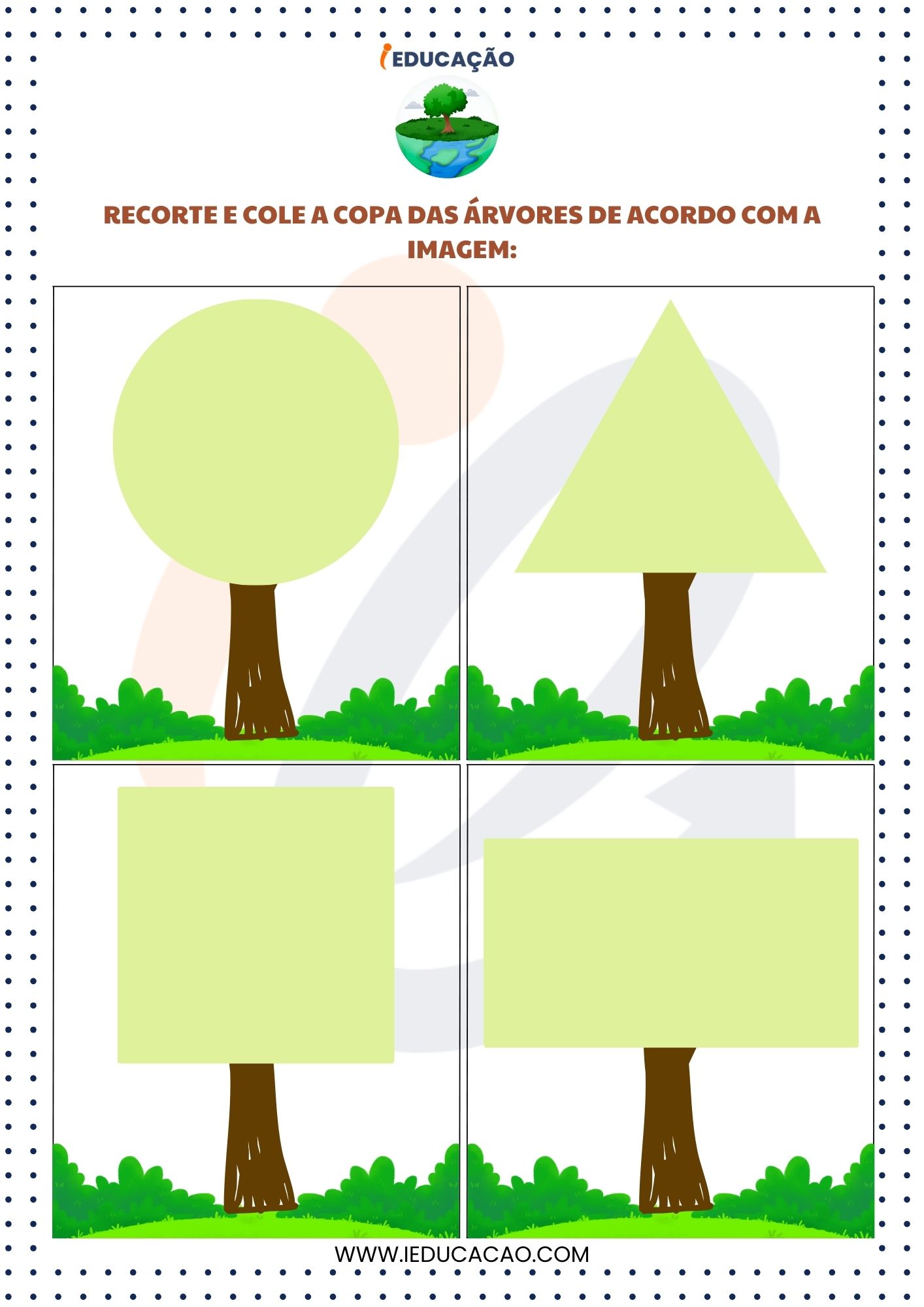 Atividades do Dia da Árvore com Colagem- Atividade com Colagem das Formas Geométricas